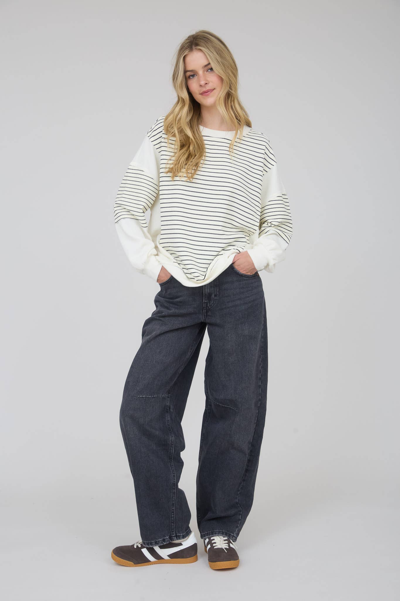 Full Moon Striped Top / Black