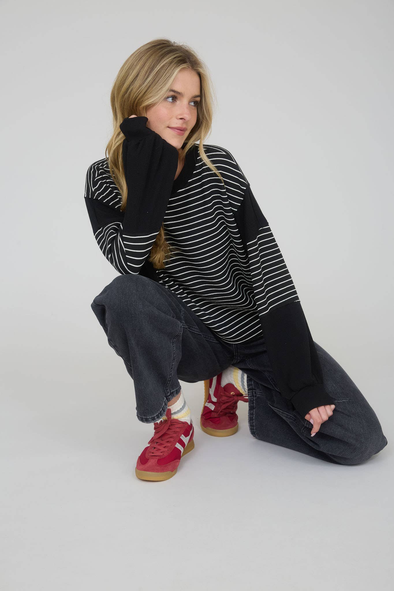 Full Moon Striped Top / Black