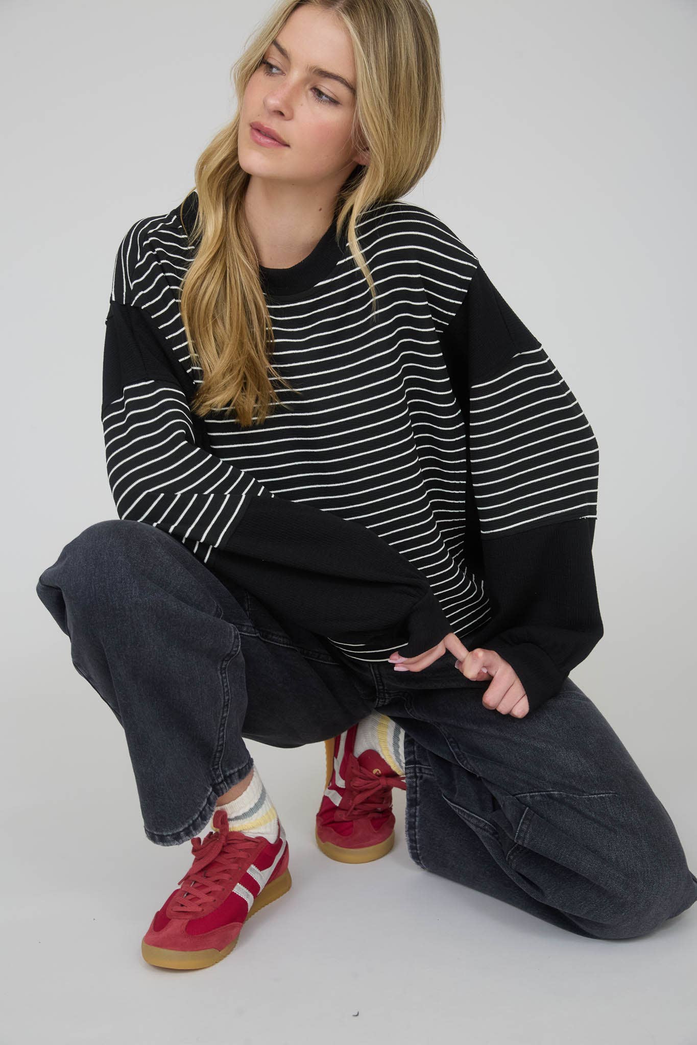 Full Moon Striped Top / Black