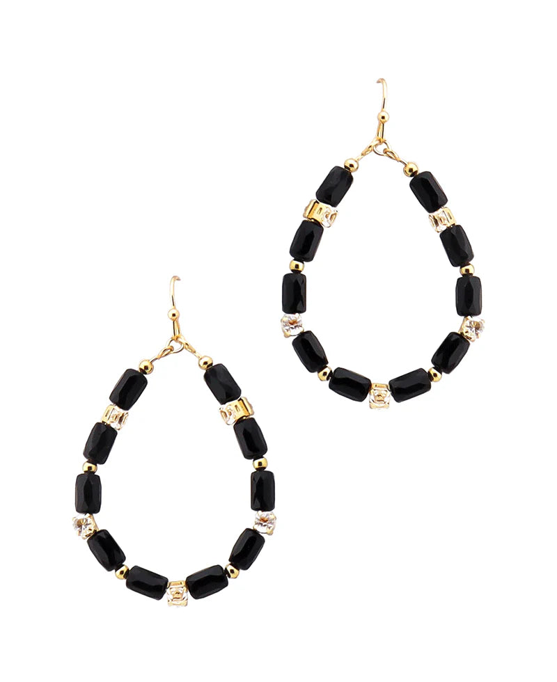 Multi Bead Teardrop Earrings / Black