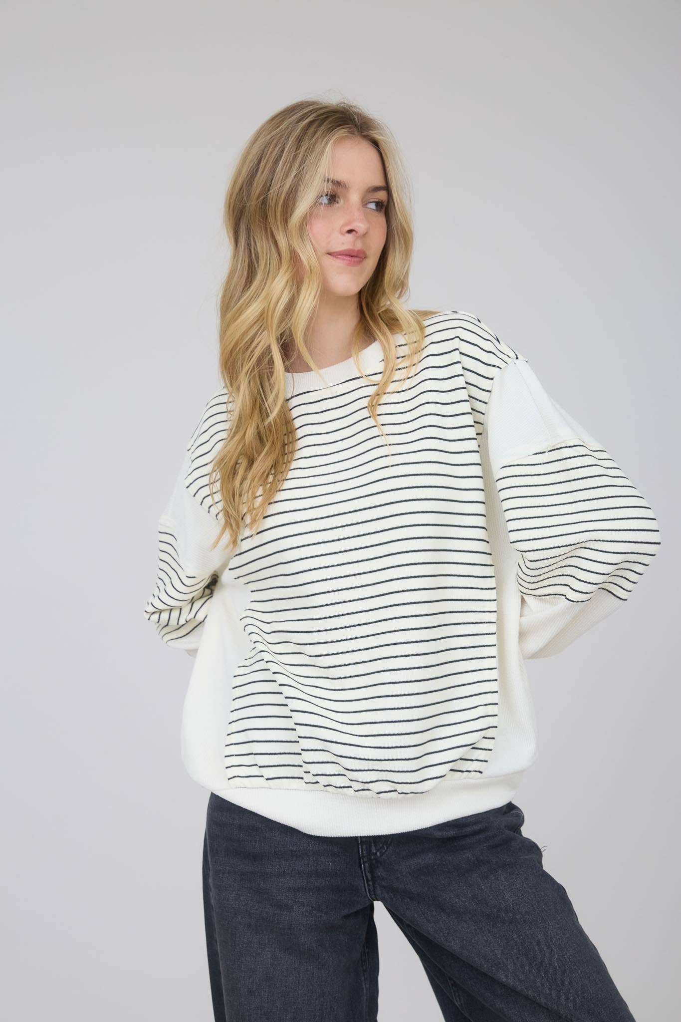 Full Moon Striped Top / Black