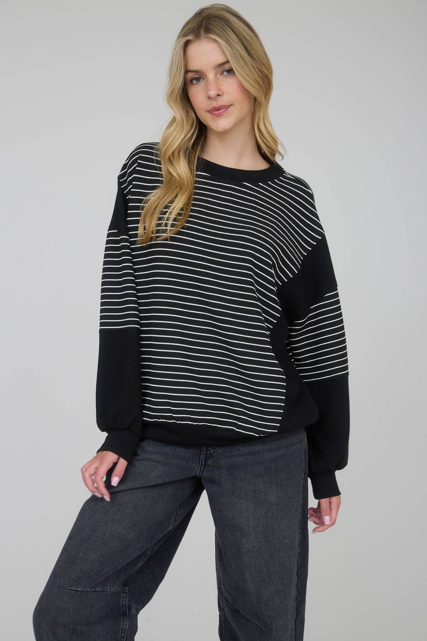 Full Moon Striped Top / Black