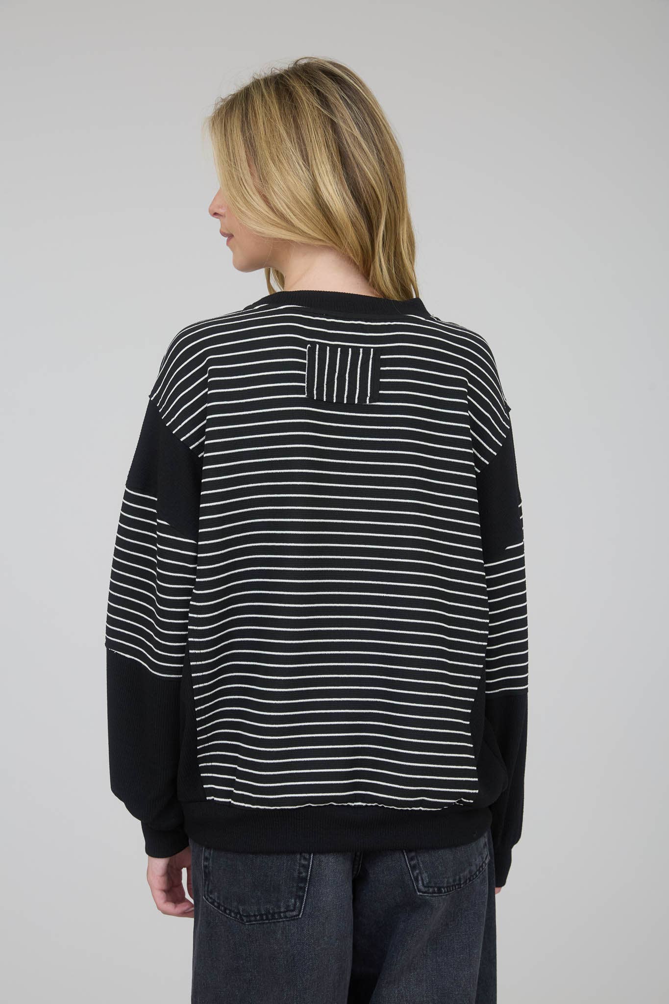 Full Moon Striped Top / Black