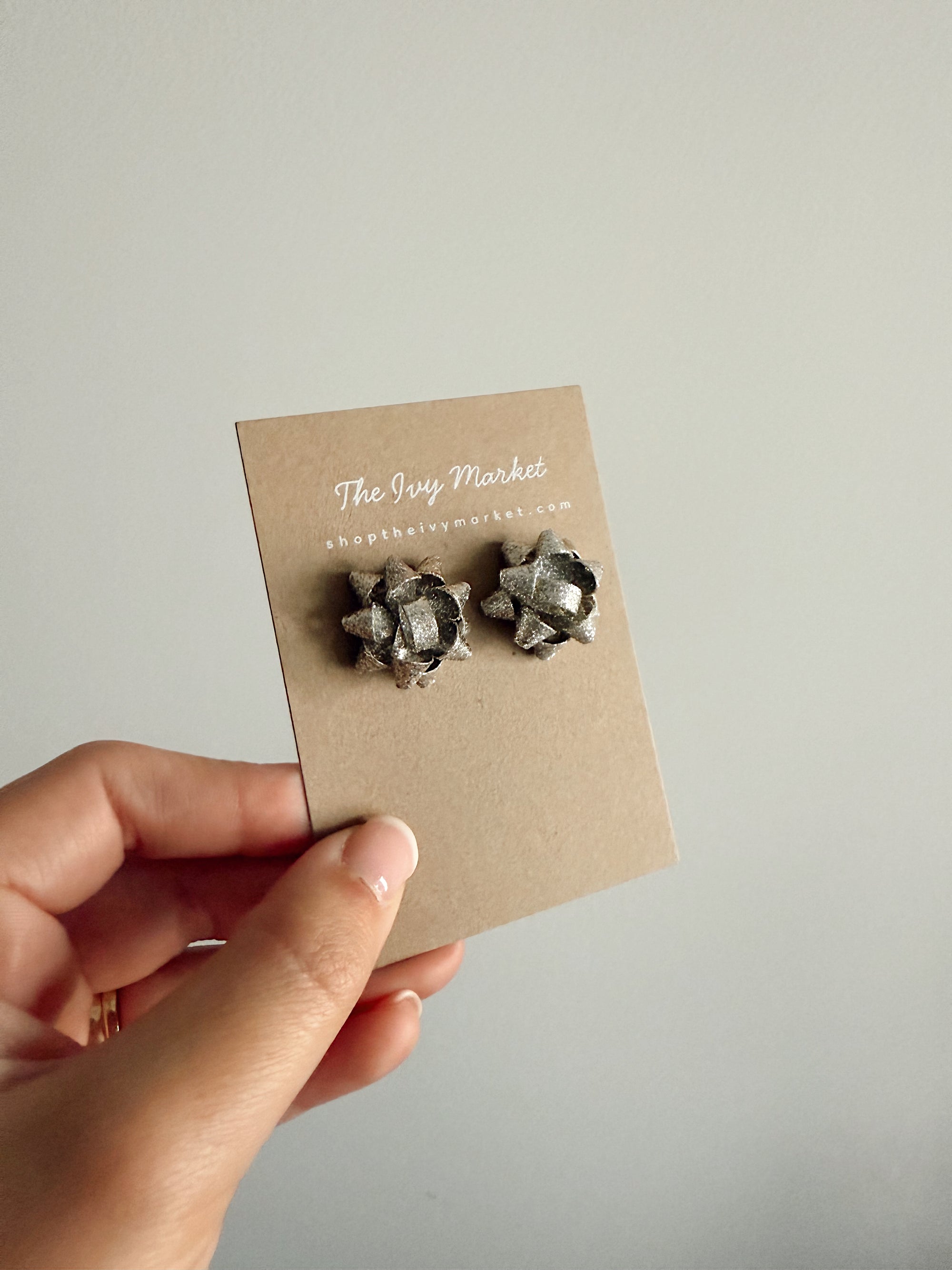 Holiday Gift Bow Stud Earrings