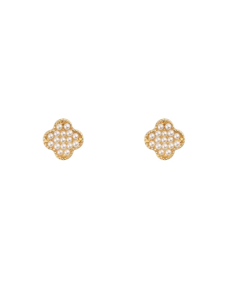 Pearl Clover Stud Earrings