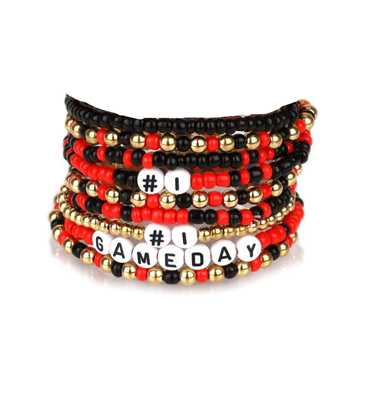 Game Day Letter Bead Bracelet Stack