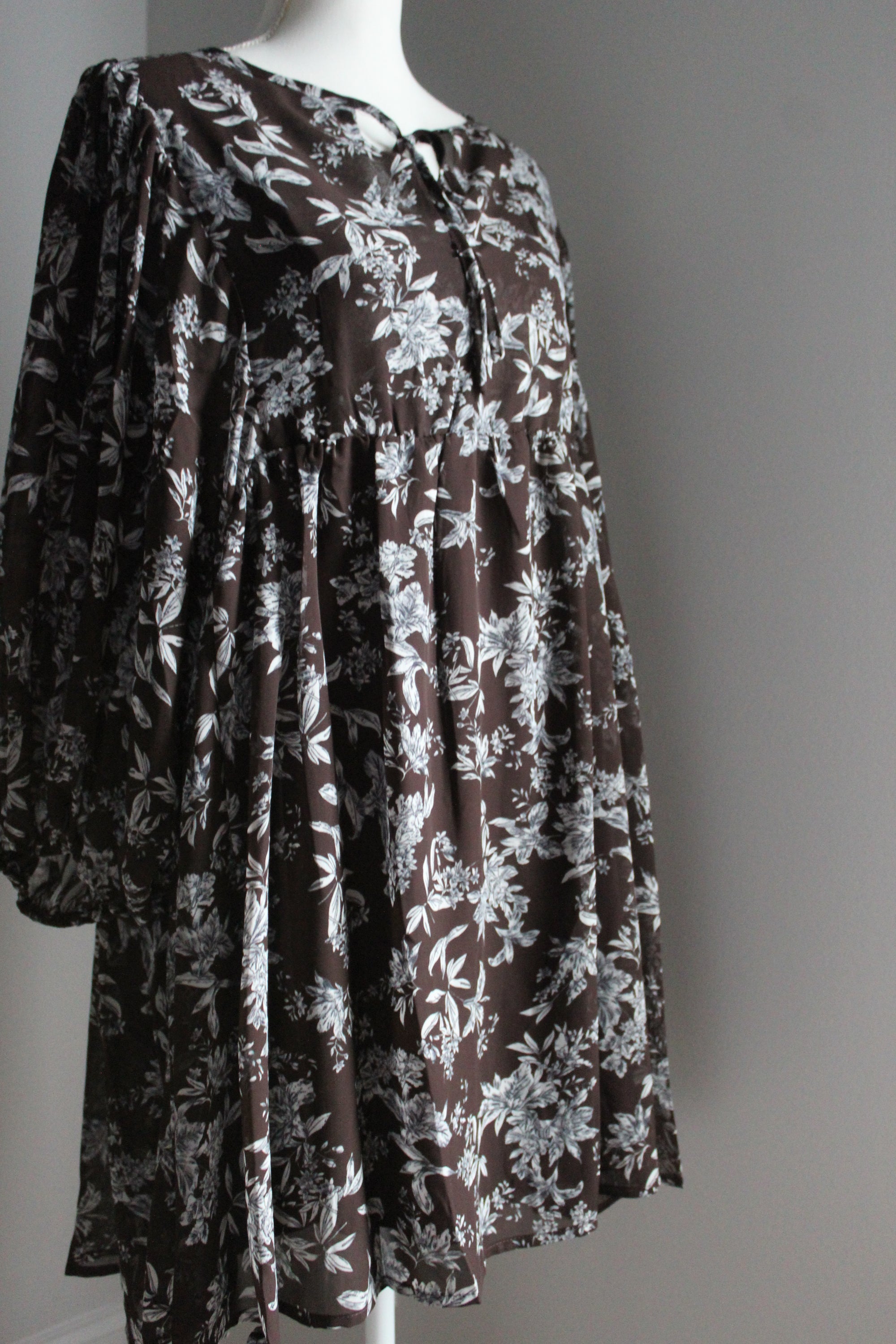 Fall Florals Babydoll Dress / Brown