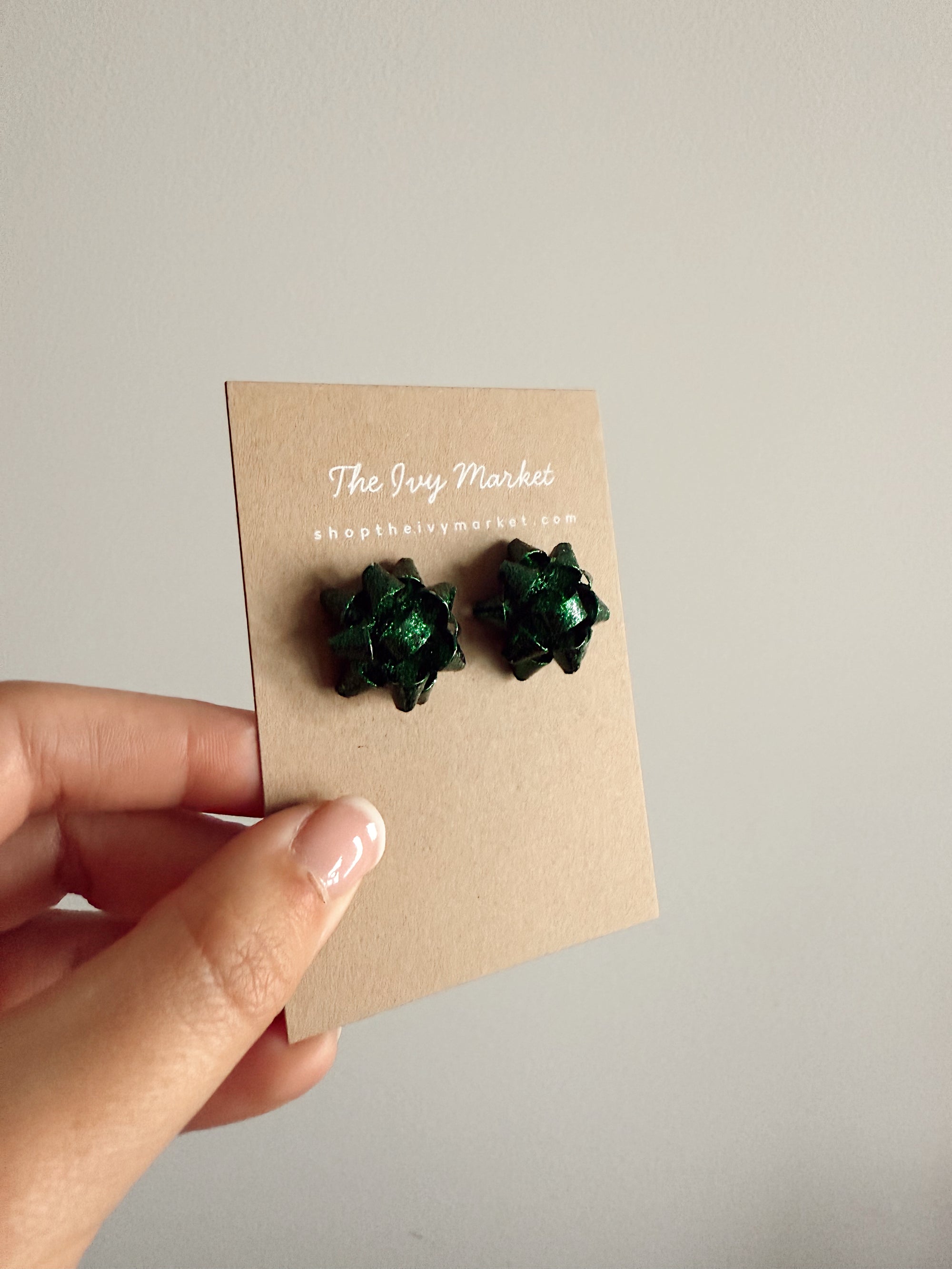 Holiday Gift Bow Stud Earrings