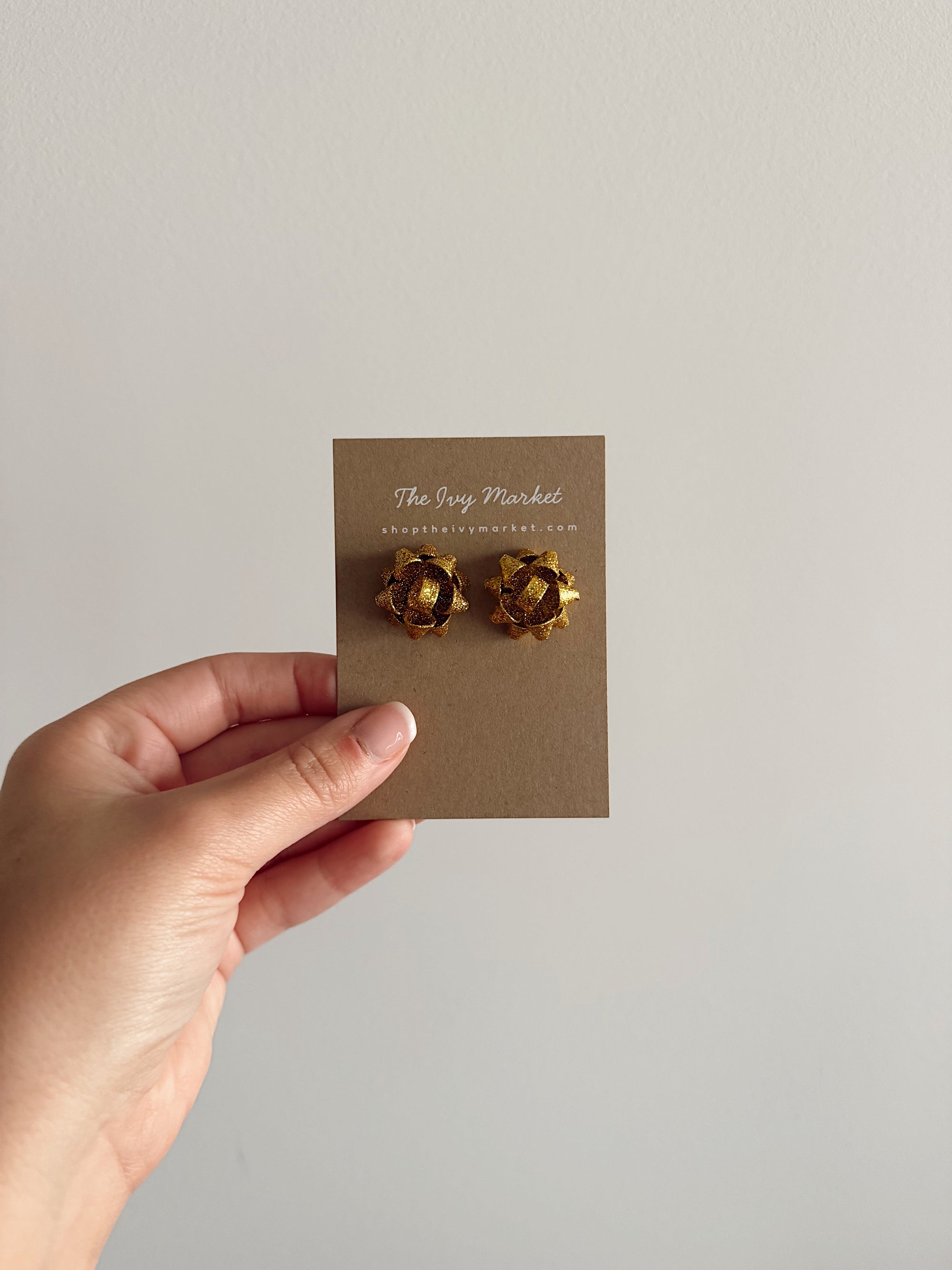 Holiday Gift Bow Stud Earrings