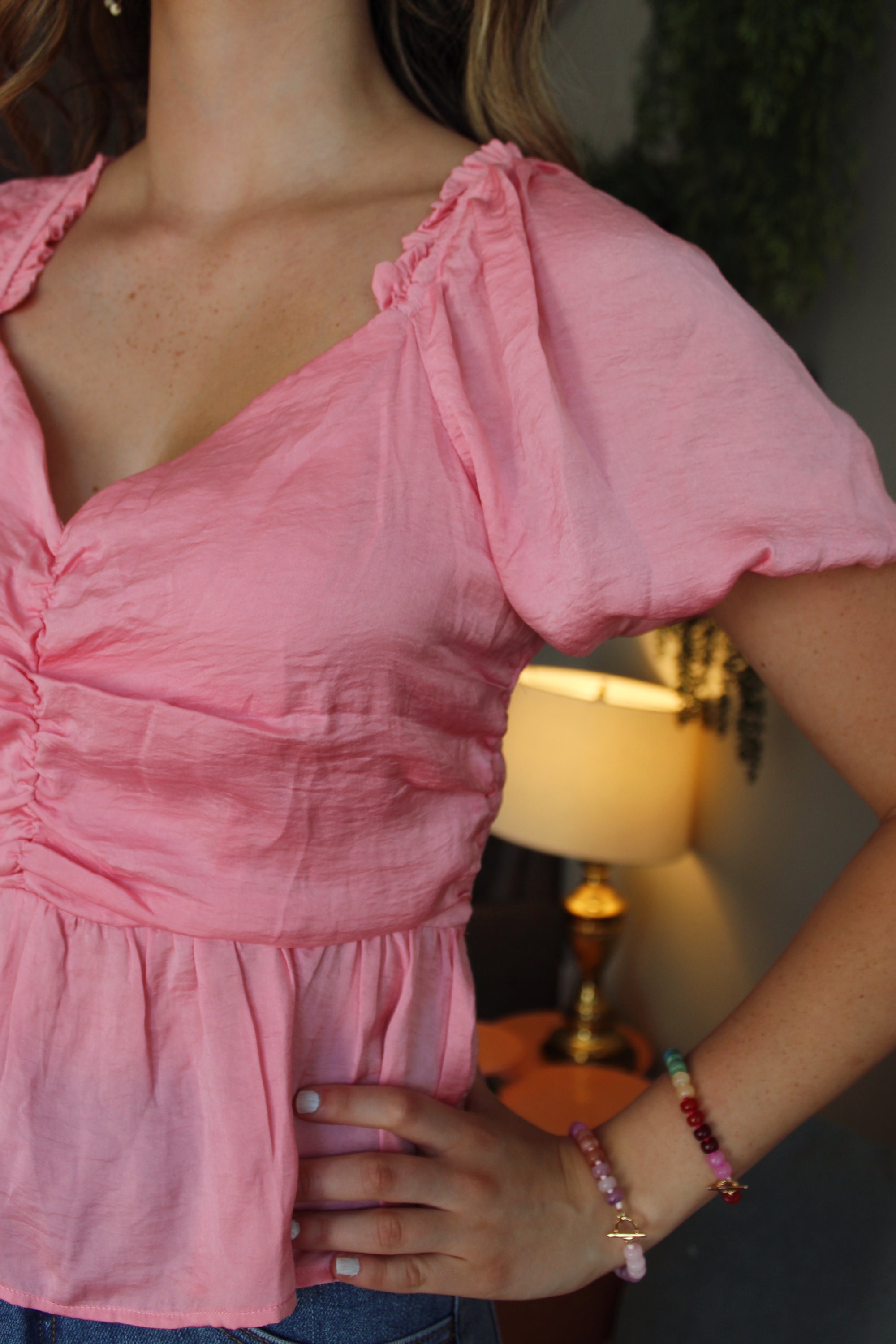 Bubblegum Satin Top