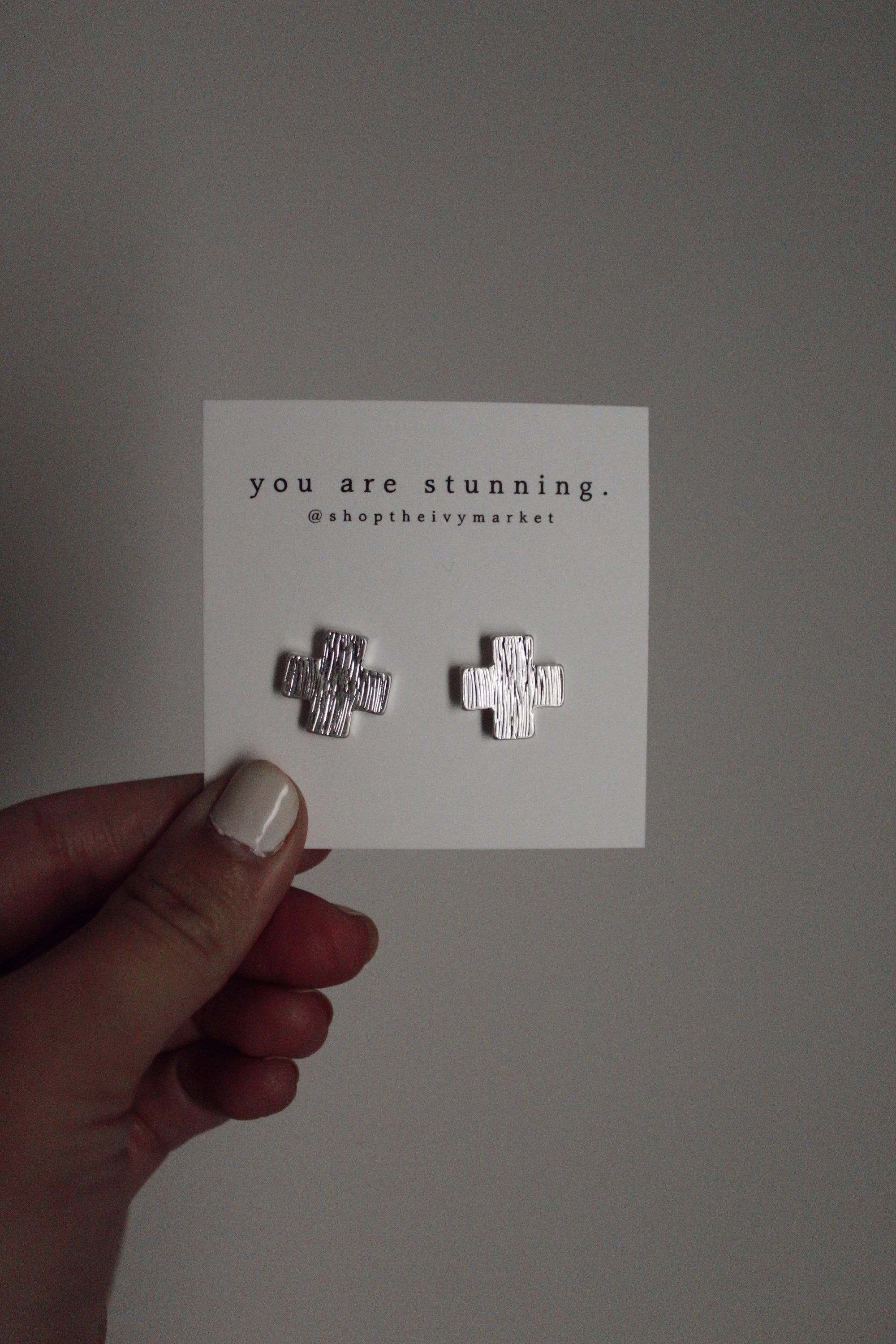 Brushed Silver Stud Earrings