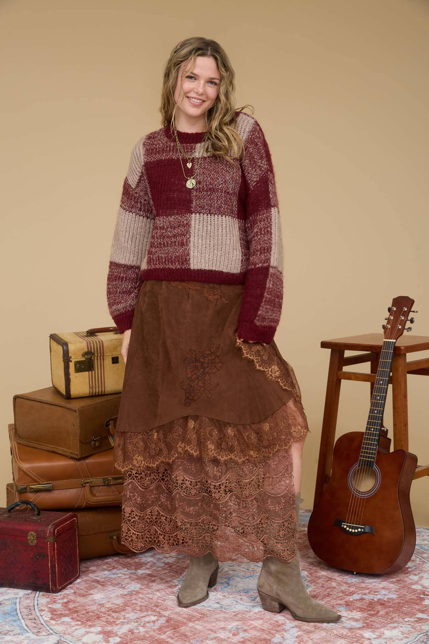 Apple Cinnamon Plaid Sweater