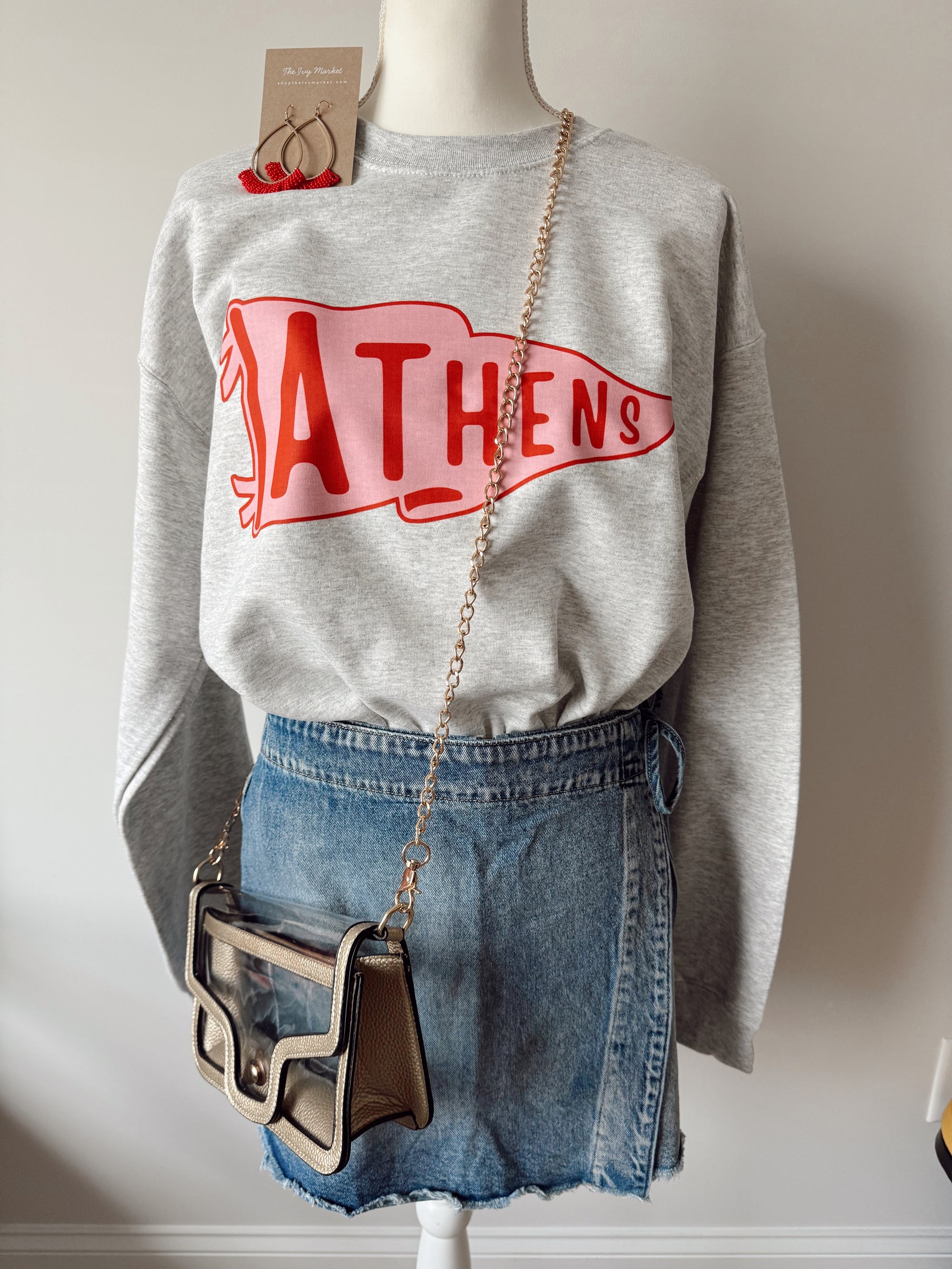 Athens Pink Pennant Crewneck
