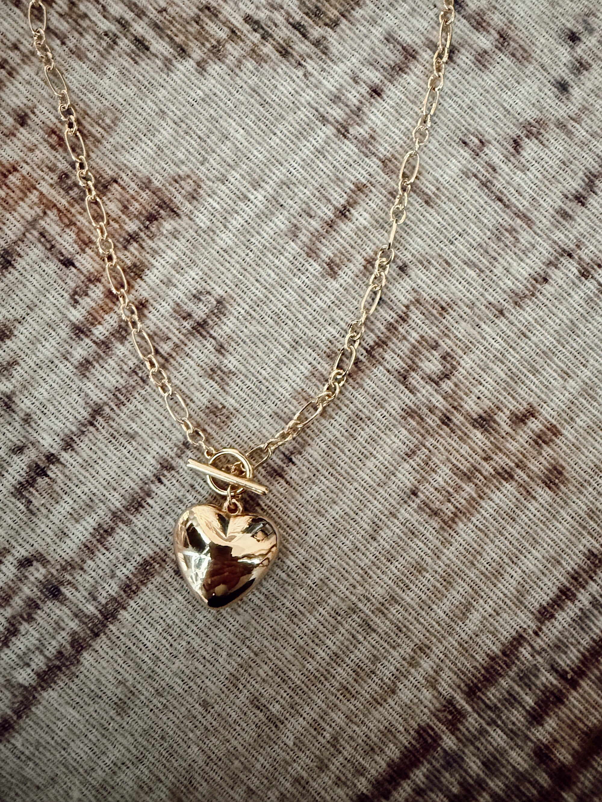 Puffy Heart Toggle Necklace