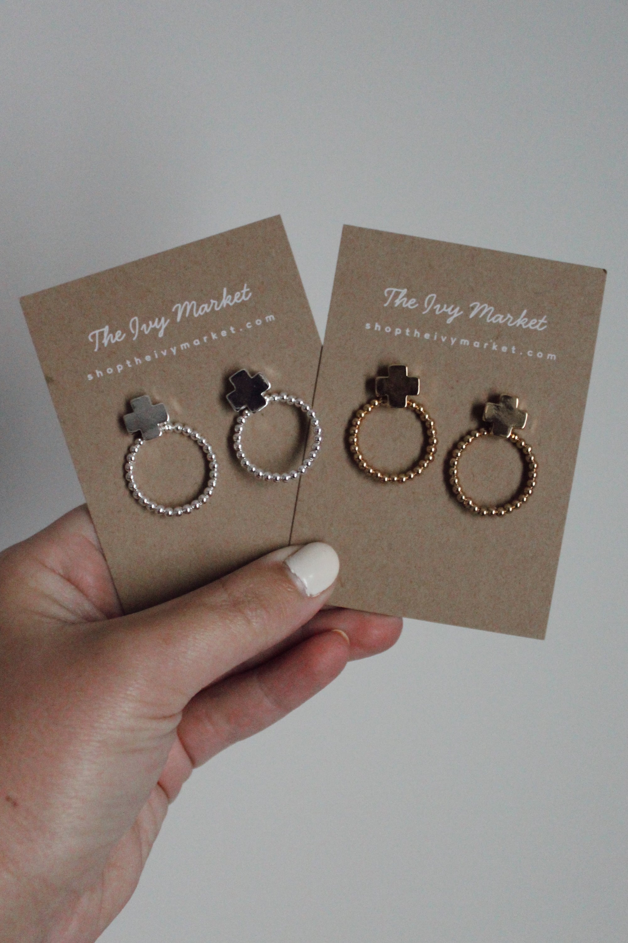 Gold Cross Hoop Earrings