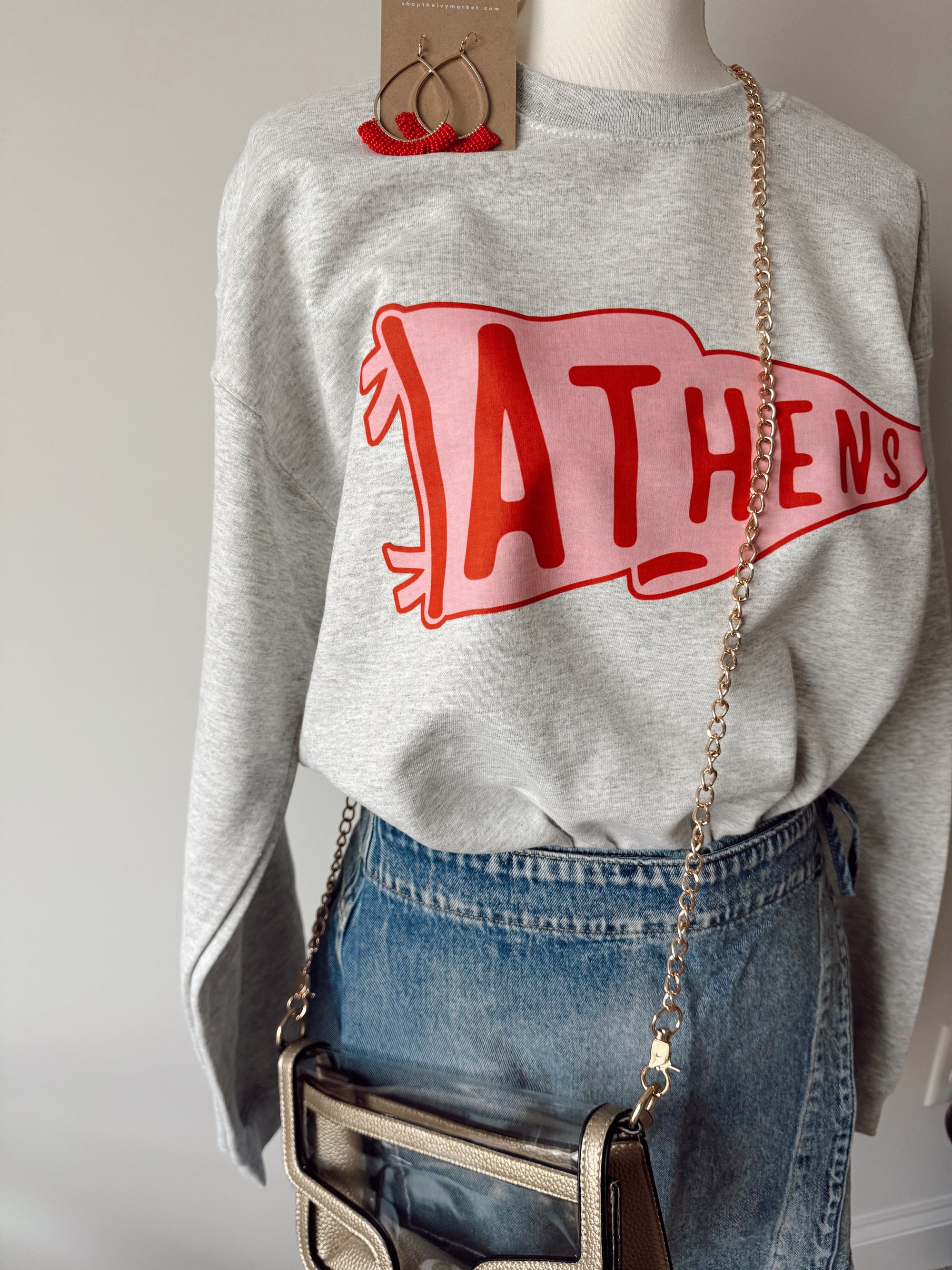 Athens Pink Pennant Crewneck