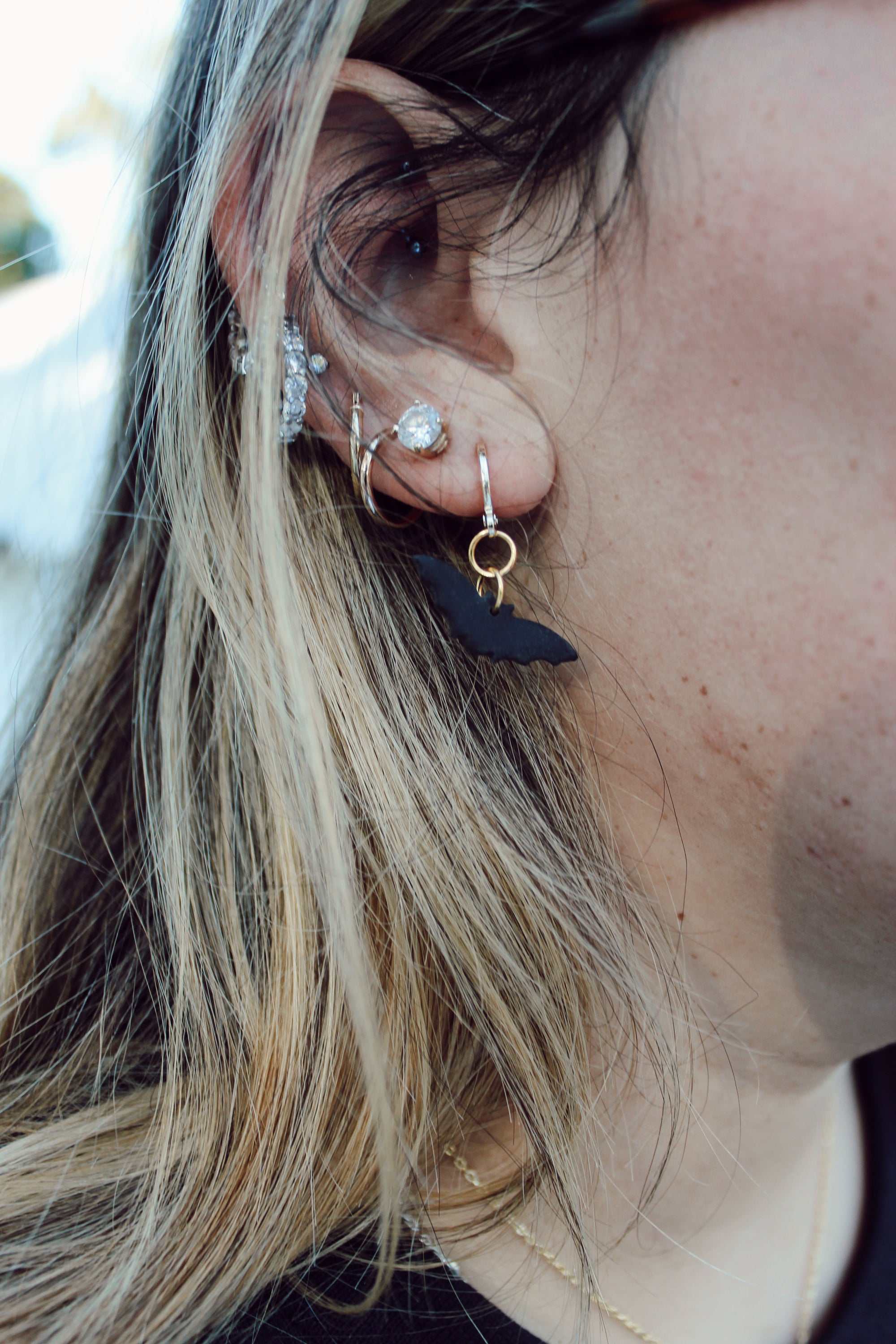 Bat Huggie Earrings