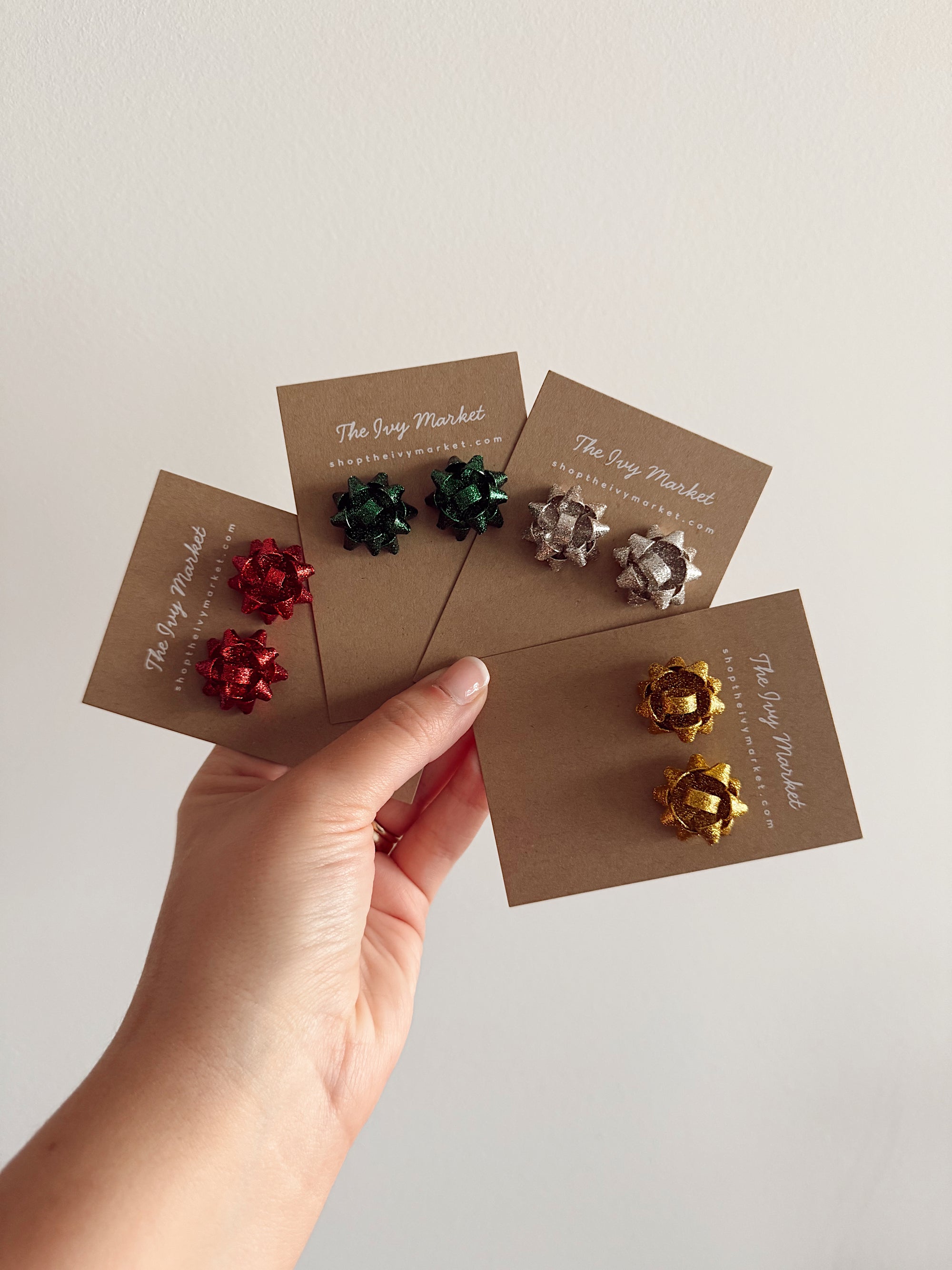 Holiday Gift Bow Stud Earrings