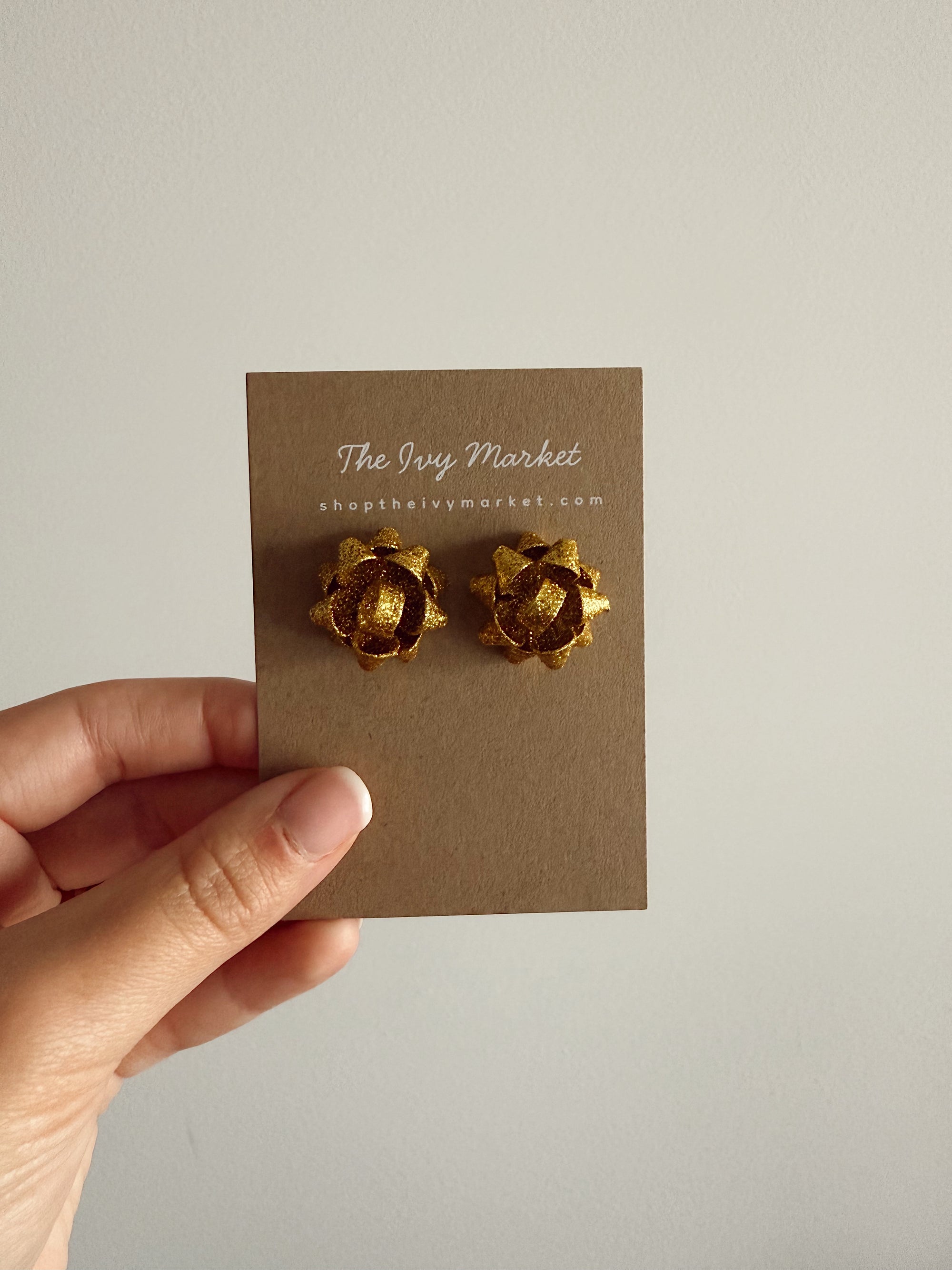 Holiday Gift Bow Stud Earrings