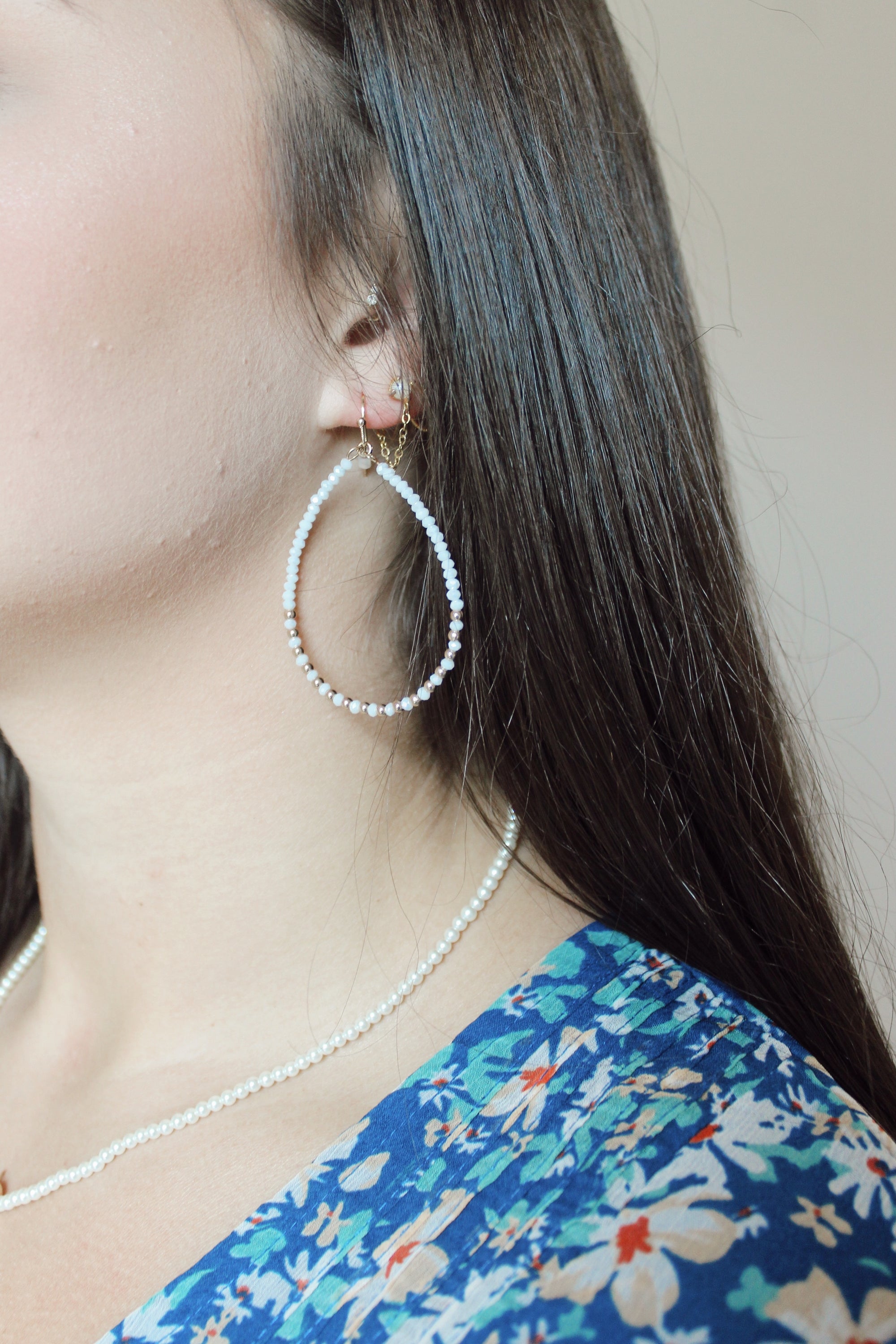 Summer Sand Beaded Earrings / White
