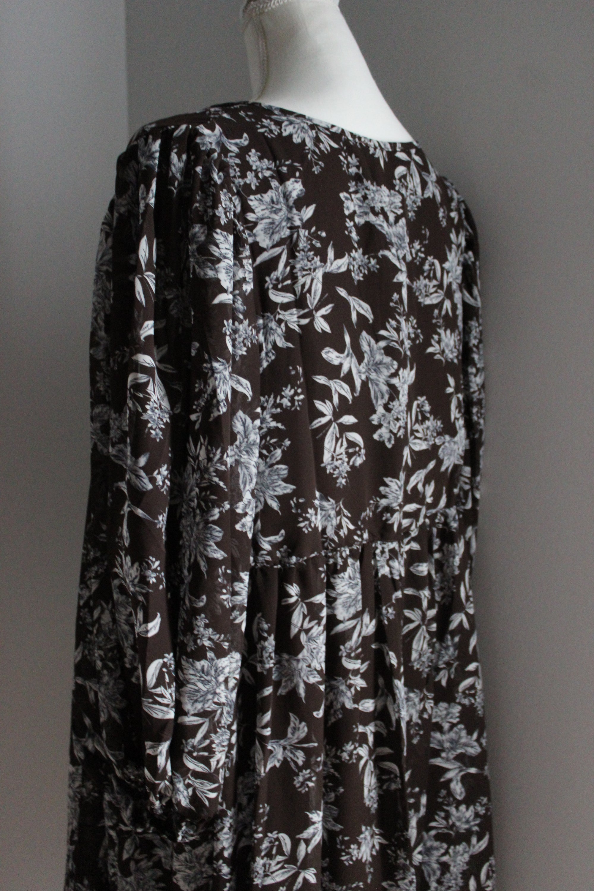 Fall Florals Babydoll Dress / Brown
