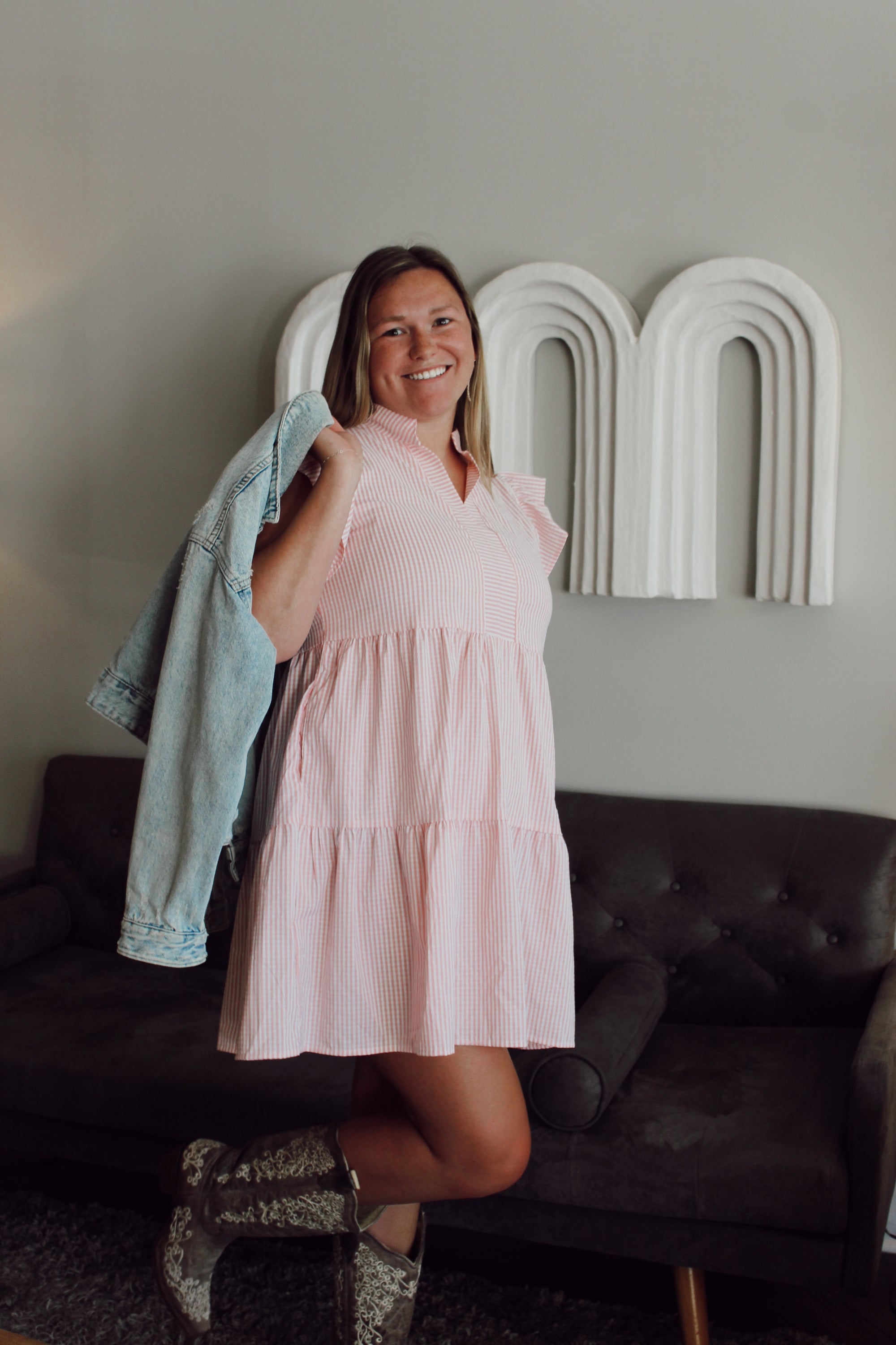 Just Peachy Seersucker Dress