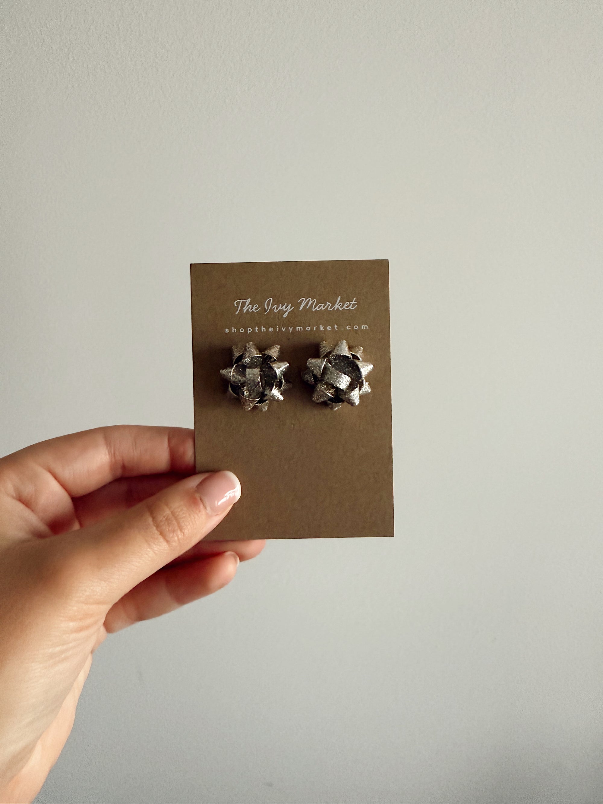 Holiday Gift Bow Stud Earrings