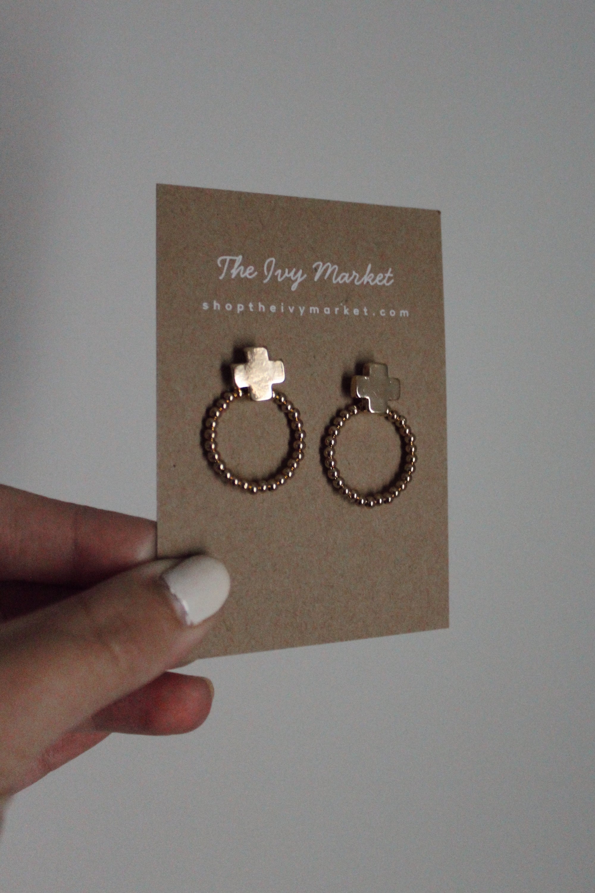 Gold Cross Hoop Earrings