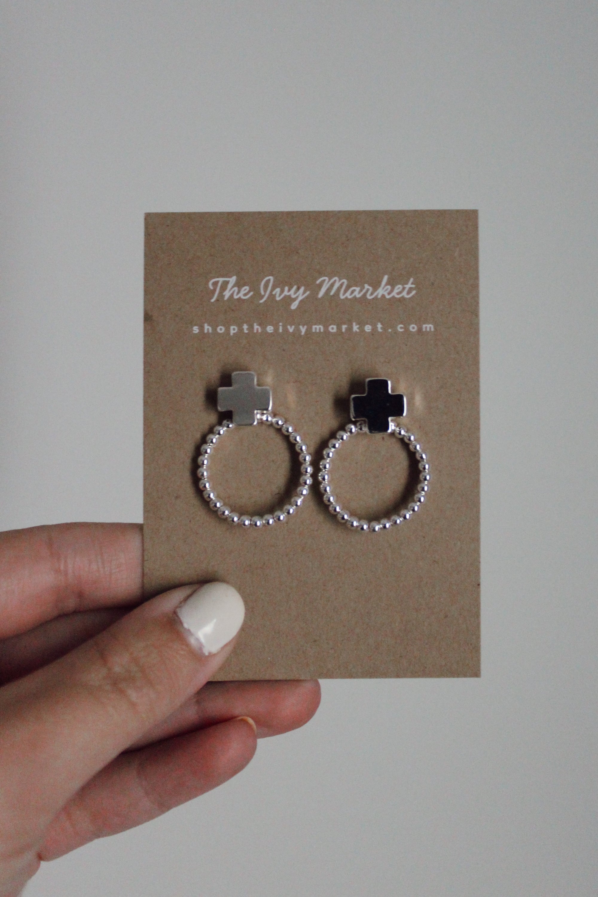 Silver Cross Hoop Earrings