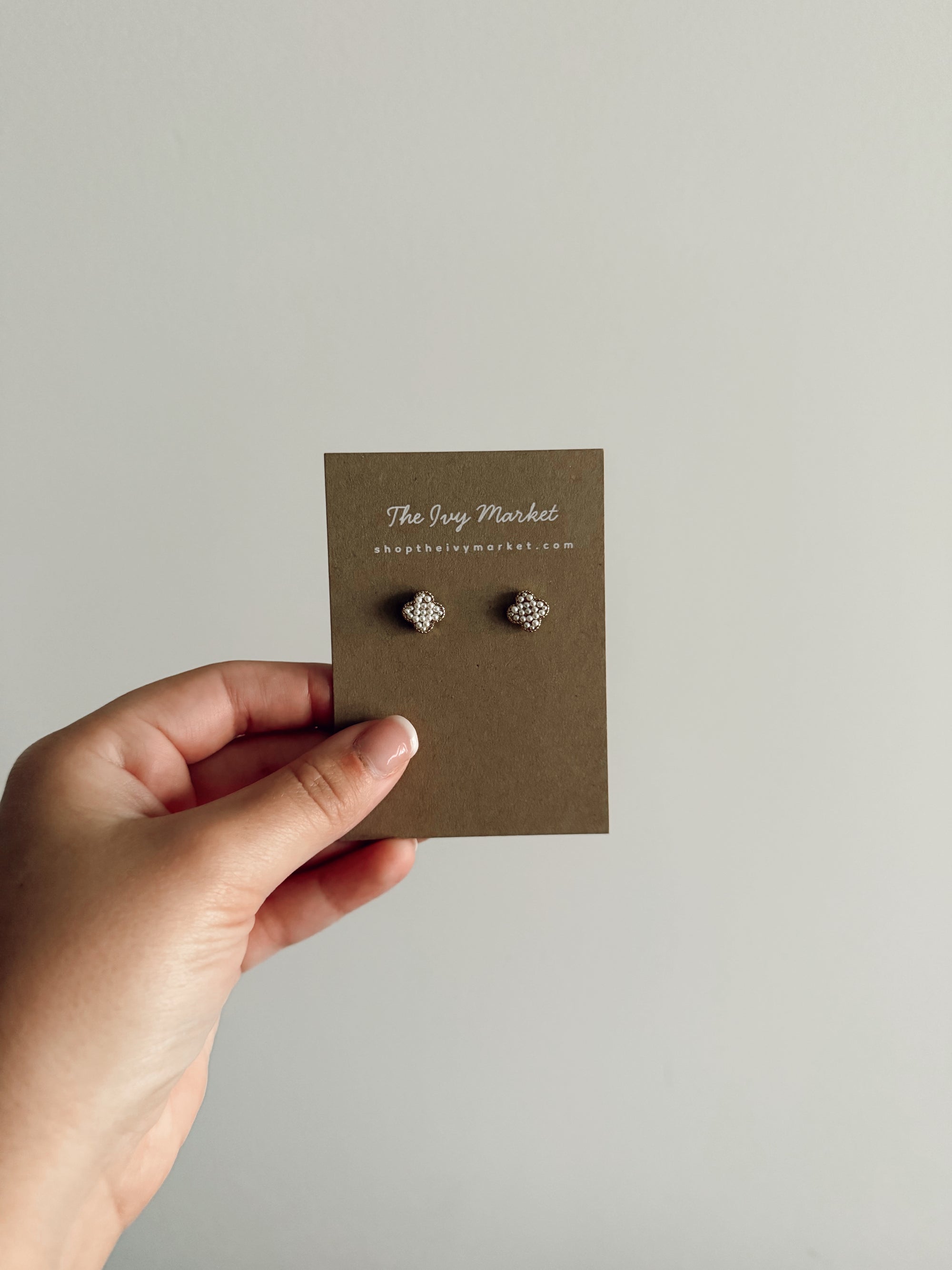 Pearl Clover Stud Earrings