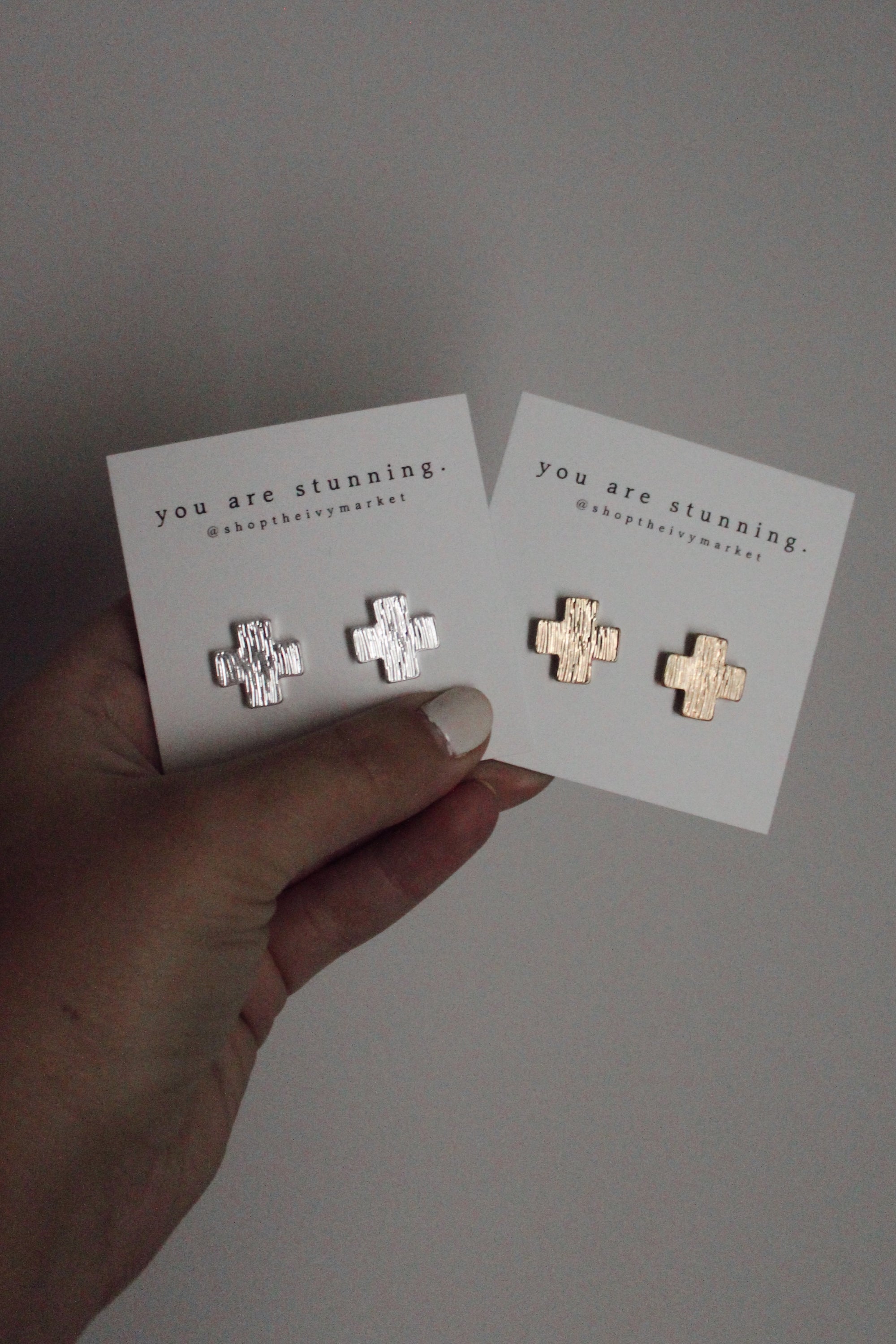 Brushed Silver Stud Earrings