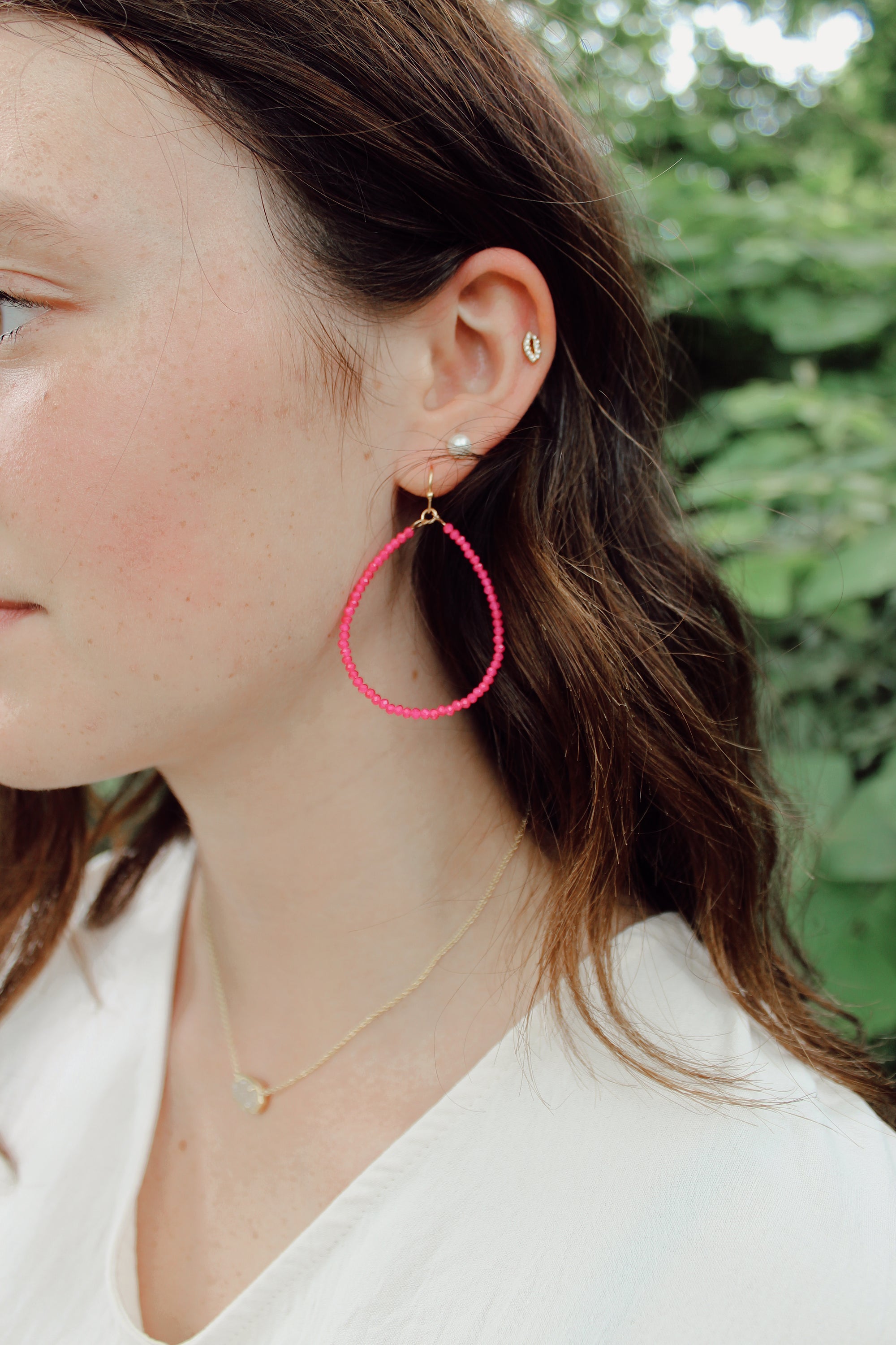 Hot Pink Teardrop Earrings