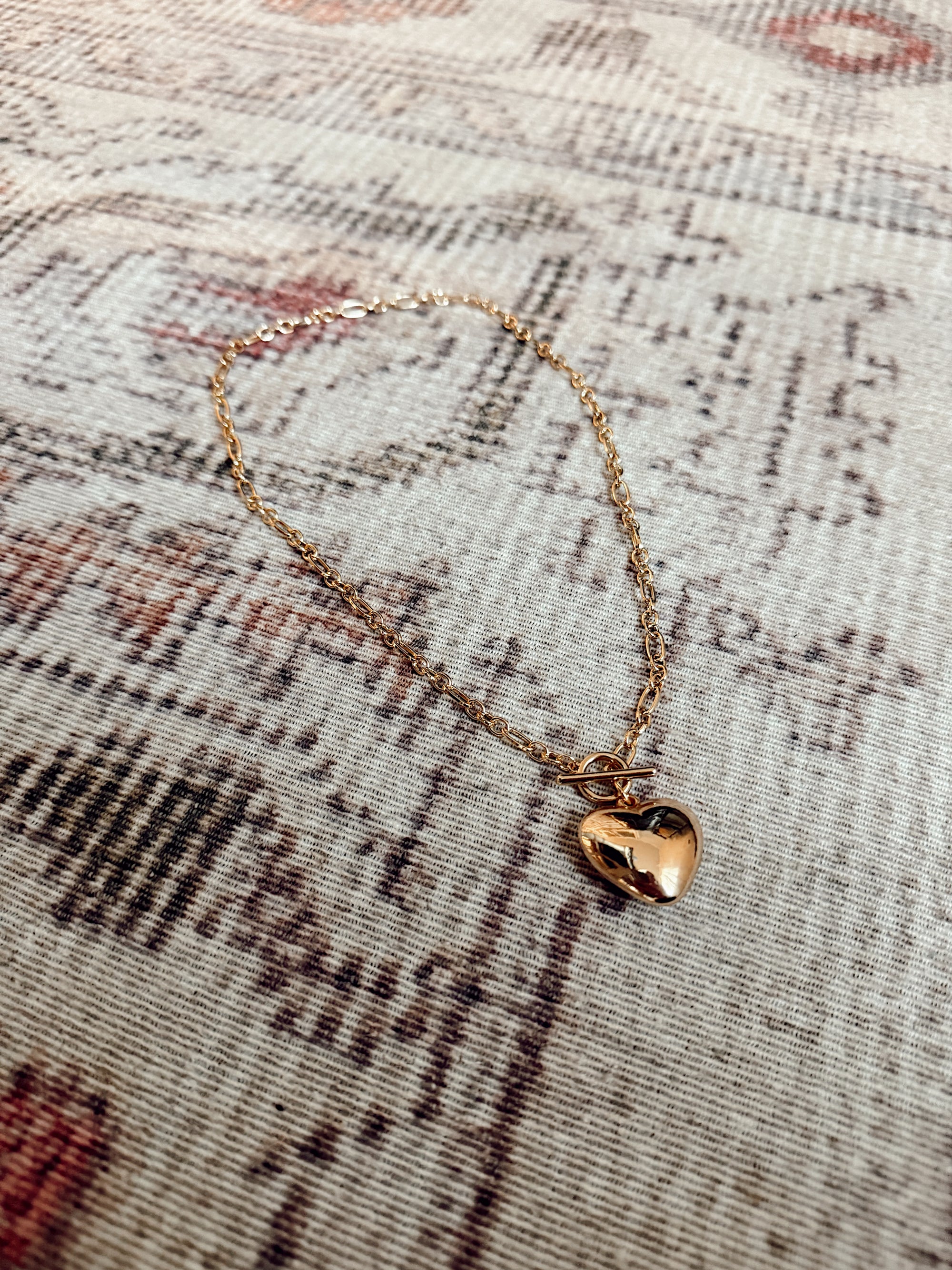 Puffy Heart Toggle Necklace