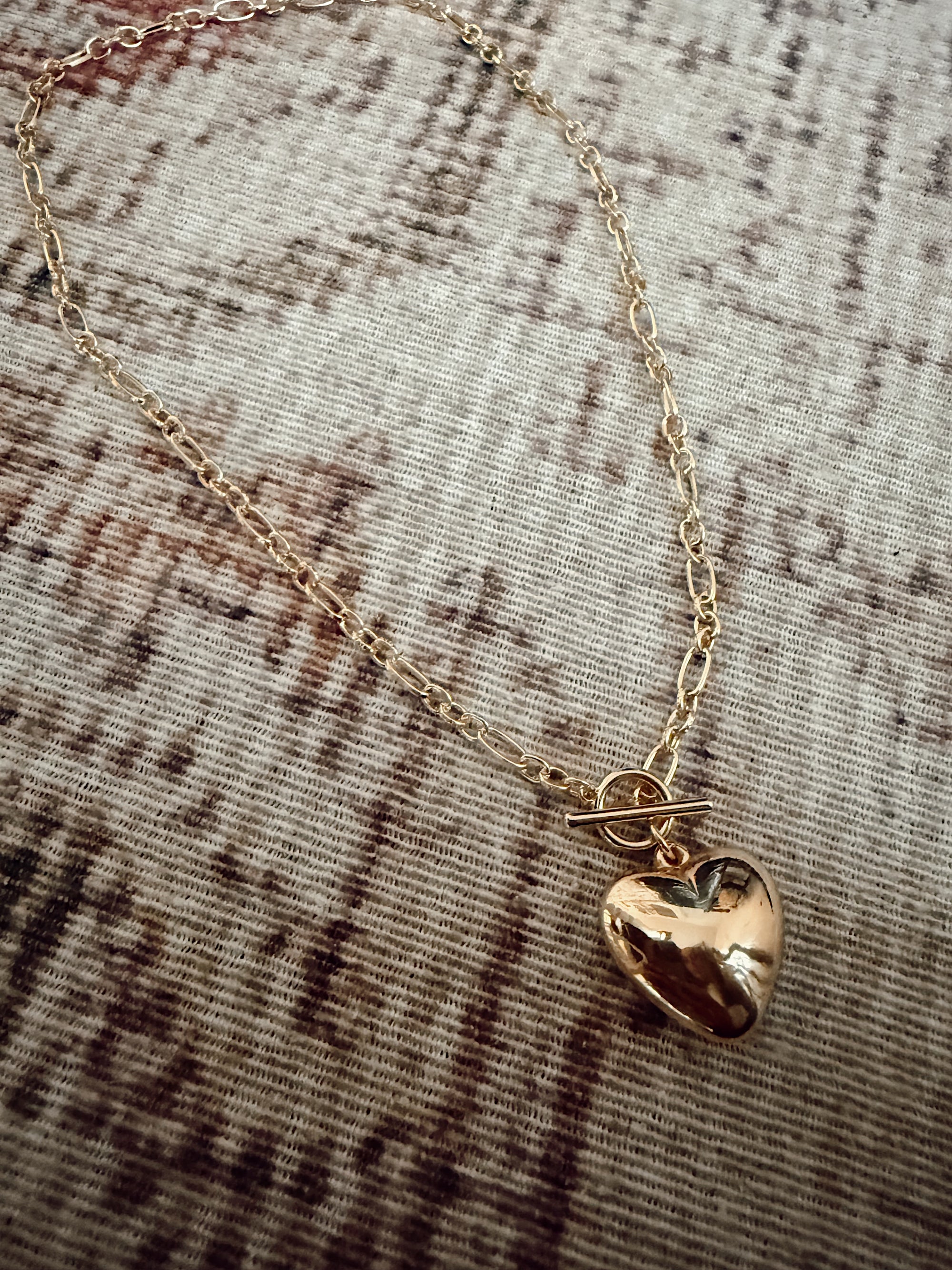 Puffy Heart Toggle Necklace