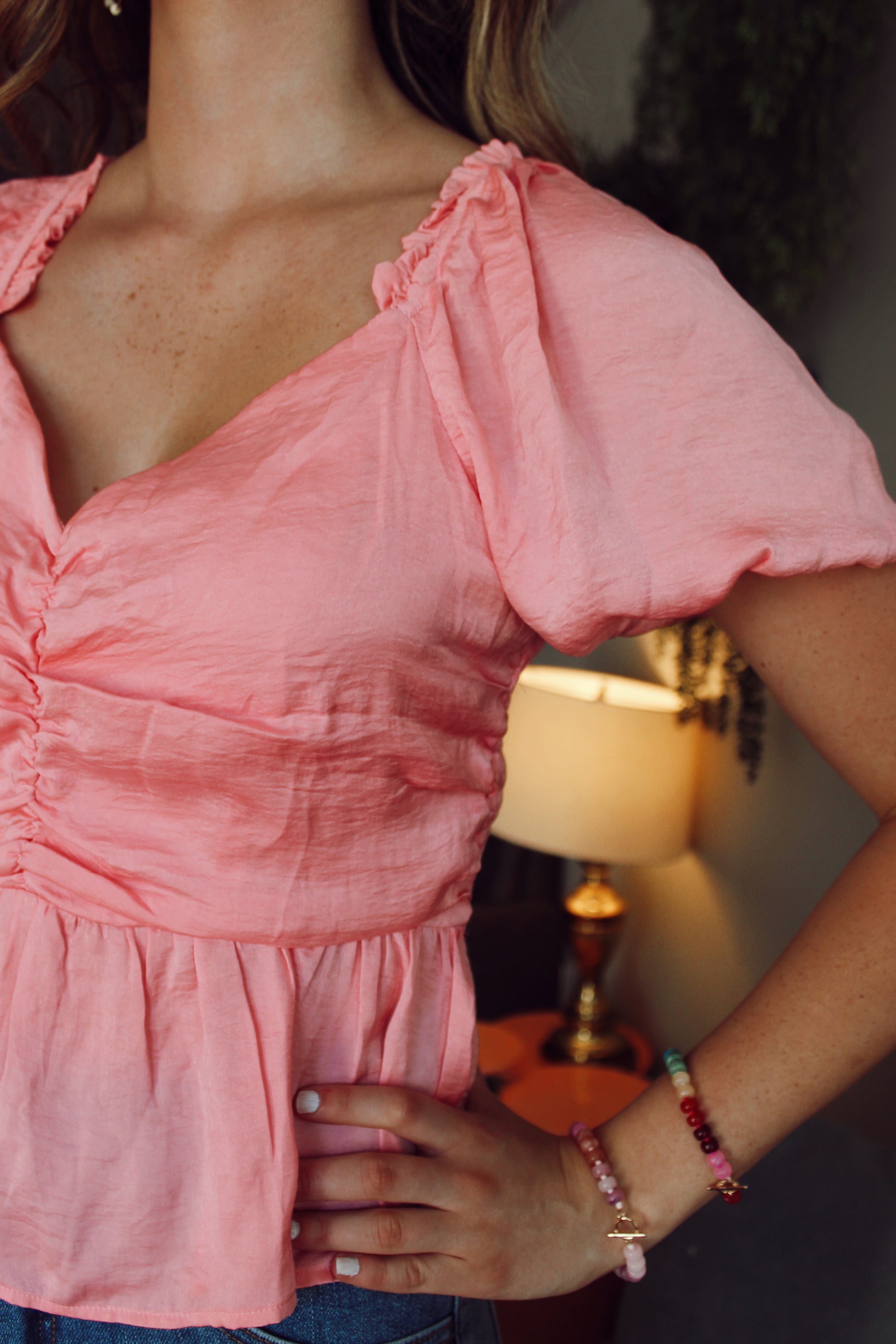 Bubblegum Satin Top