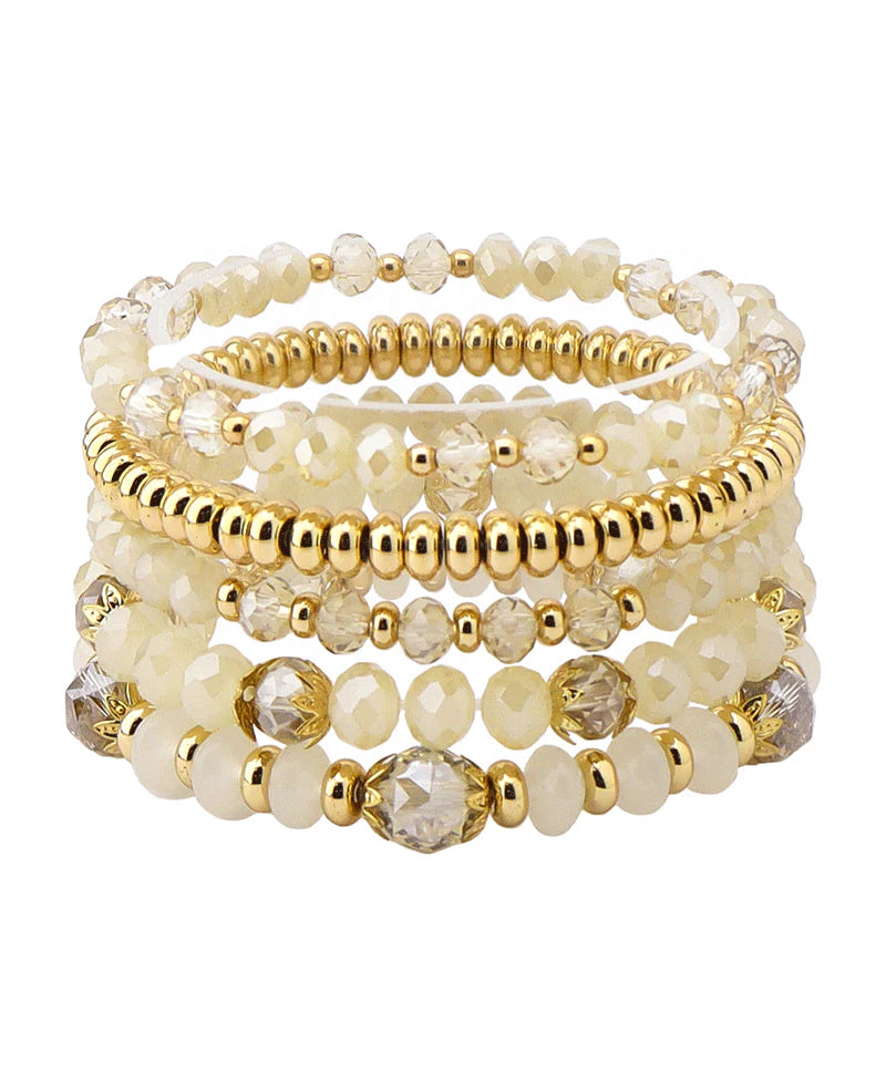 Multi Bead Bracelet Stack / Natural