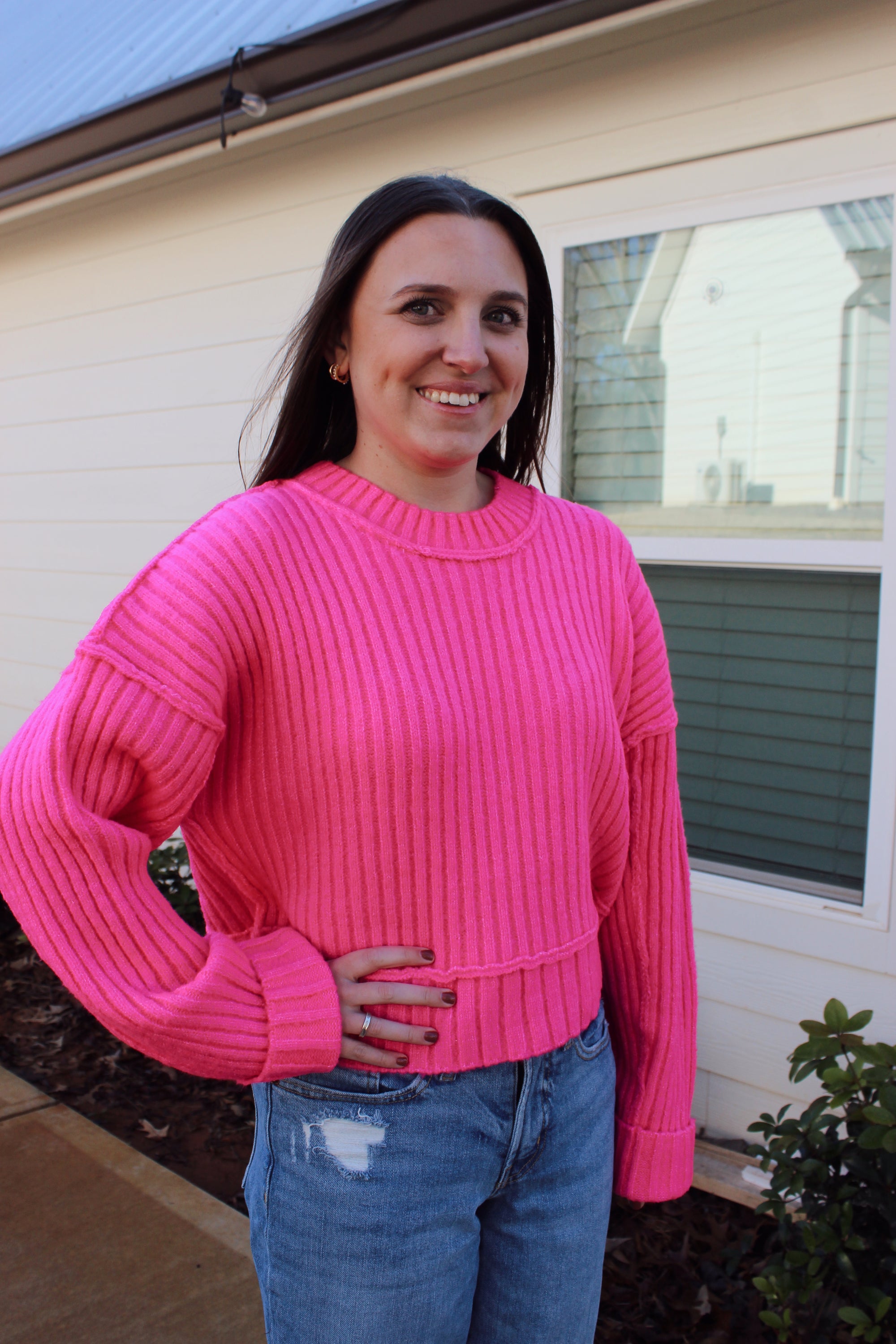 Pink Out Ribbed Sweater