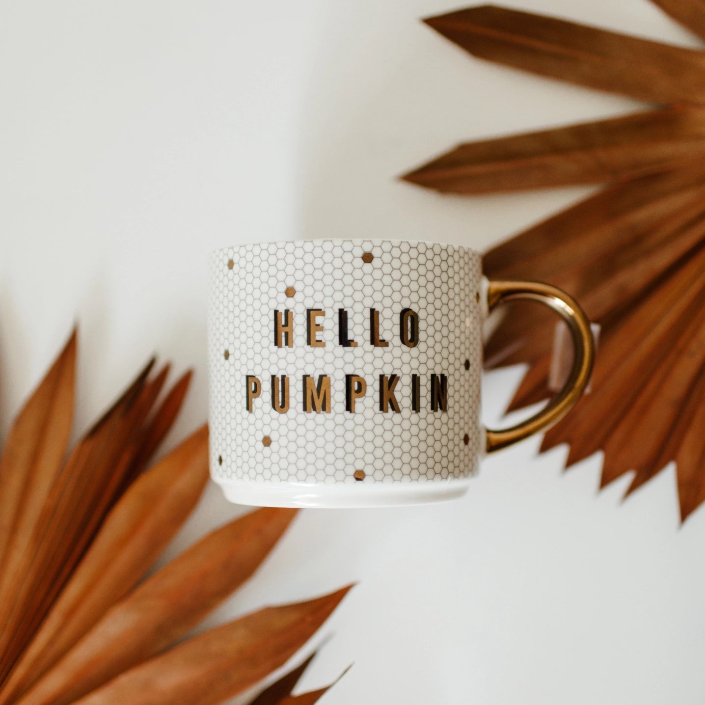 Hello Pumpkin Gold Tile Mug