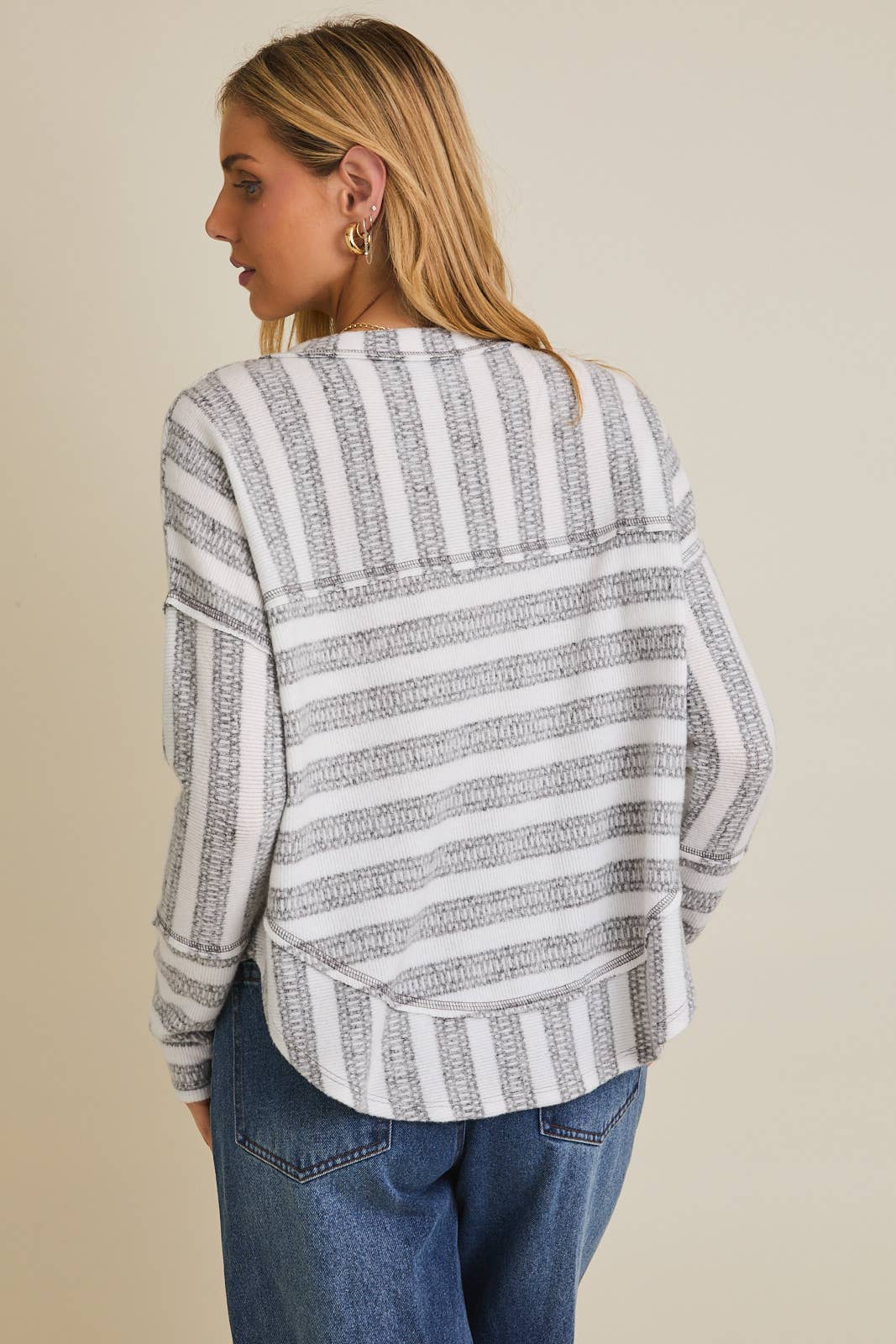 Sadie Raw Hem Striped Top