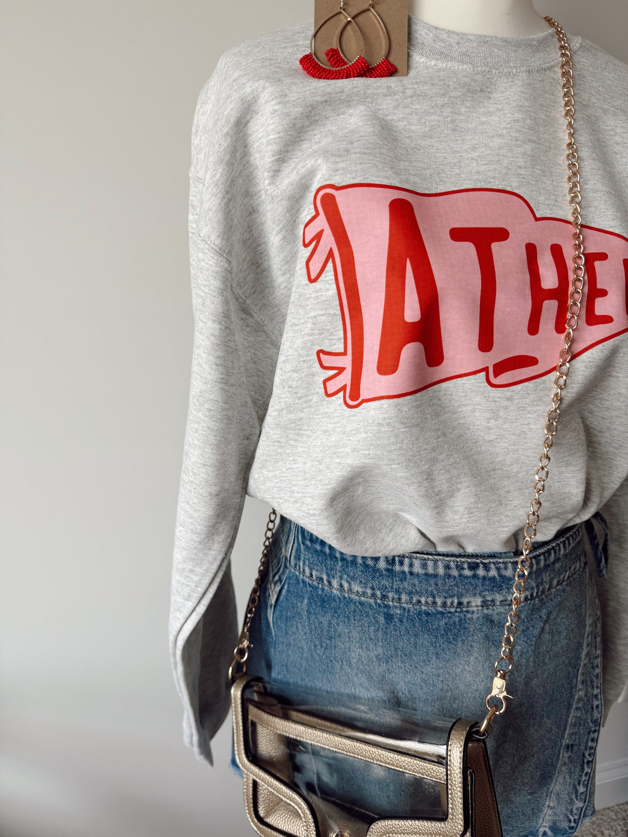 Athens Pink Pennant Crewneck