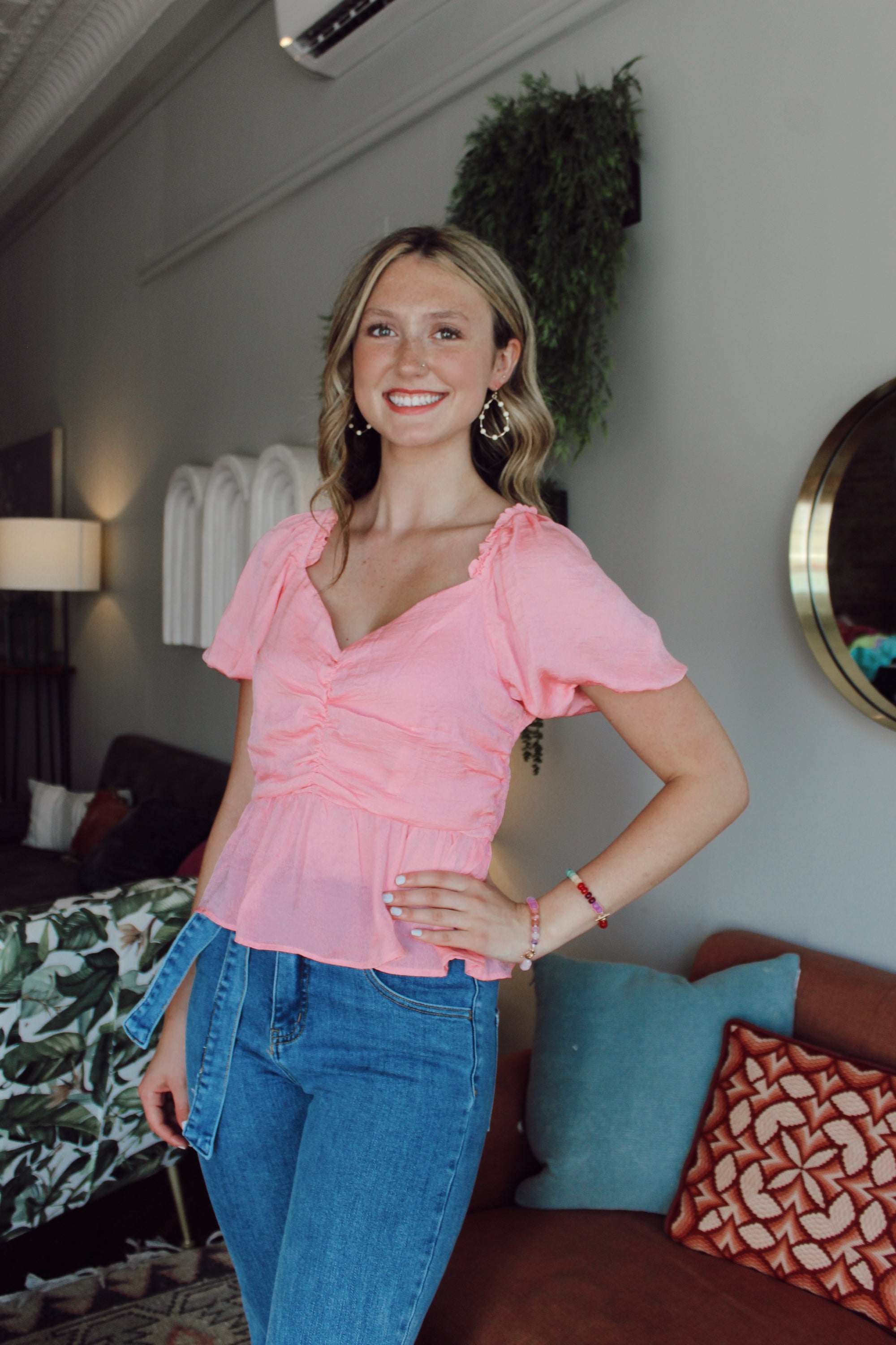 Bubblegum Satin Top