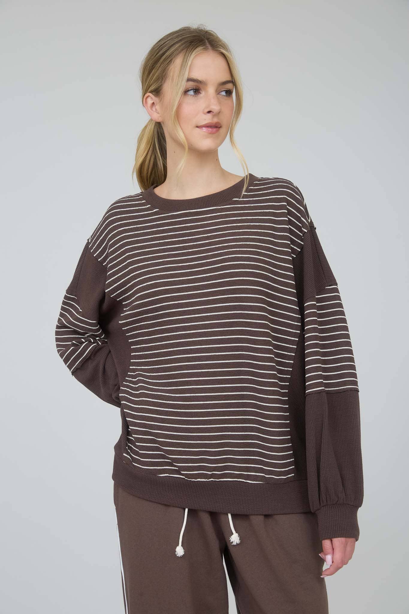 Full Moon Striped Top / Brown