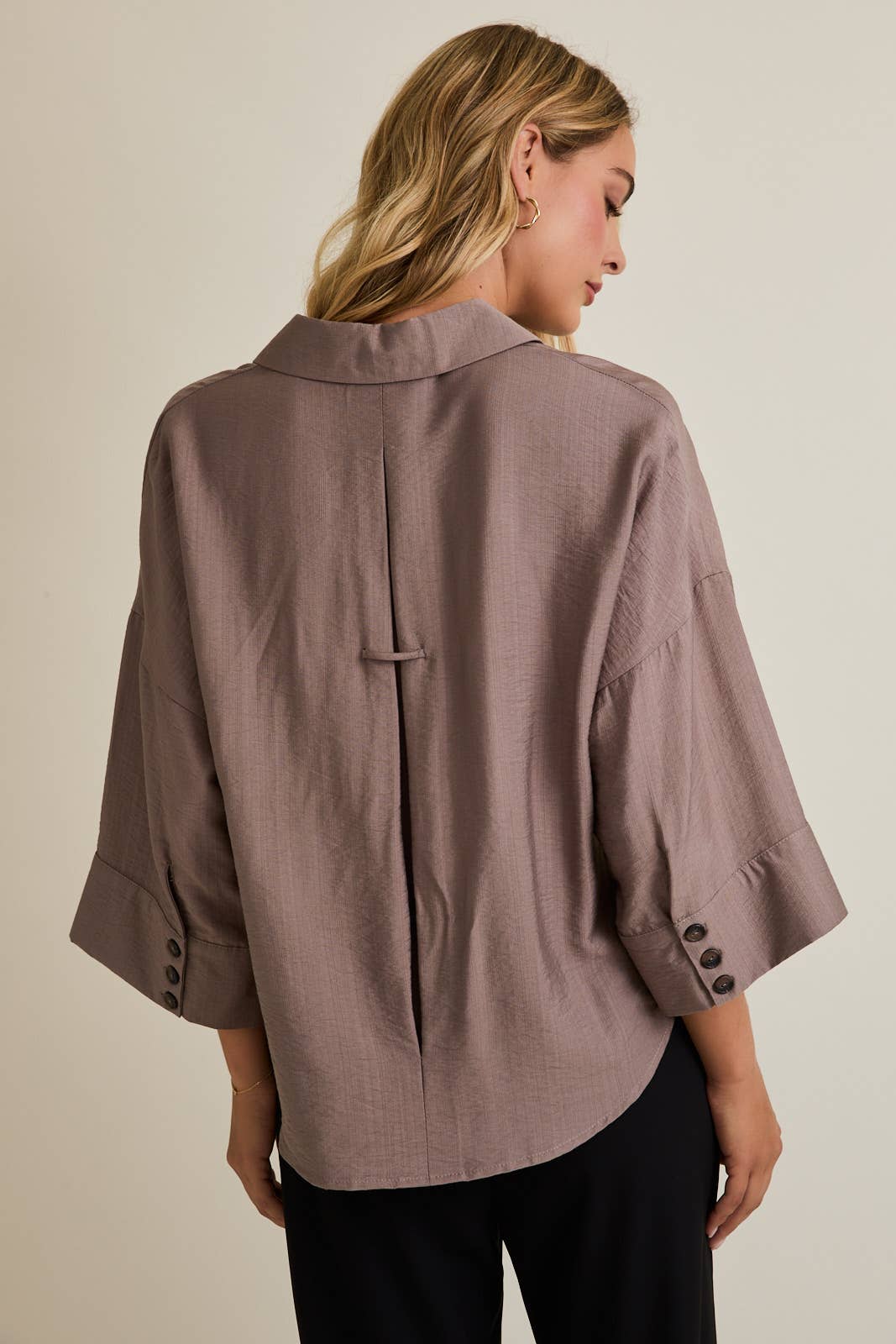 Soft Mocha Button Down Blouse