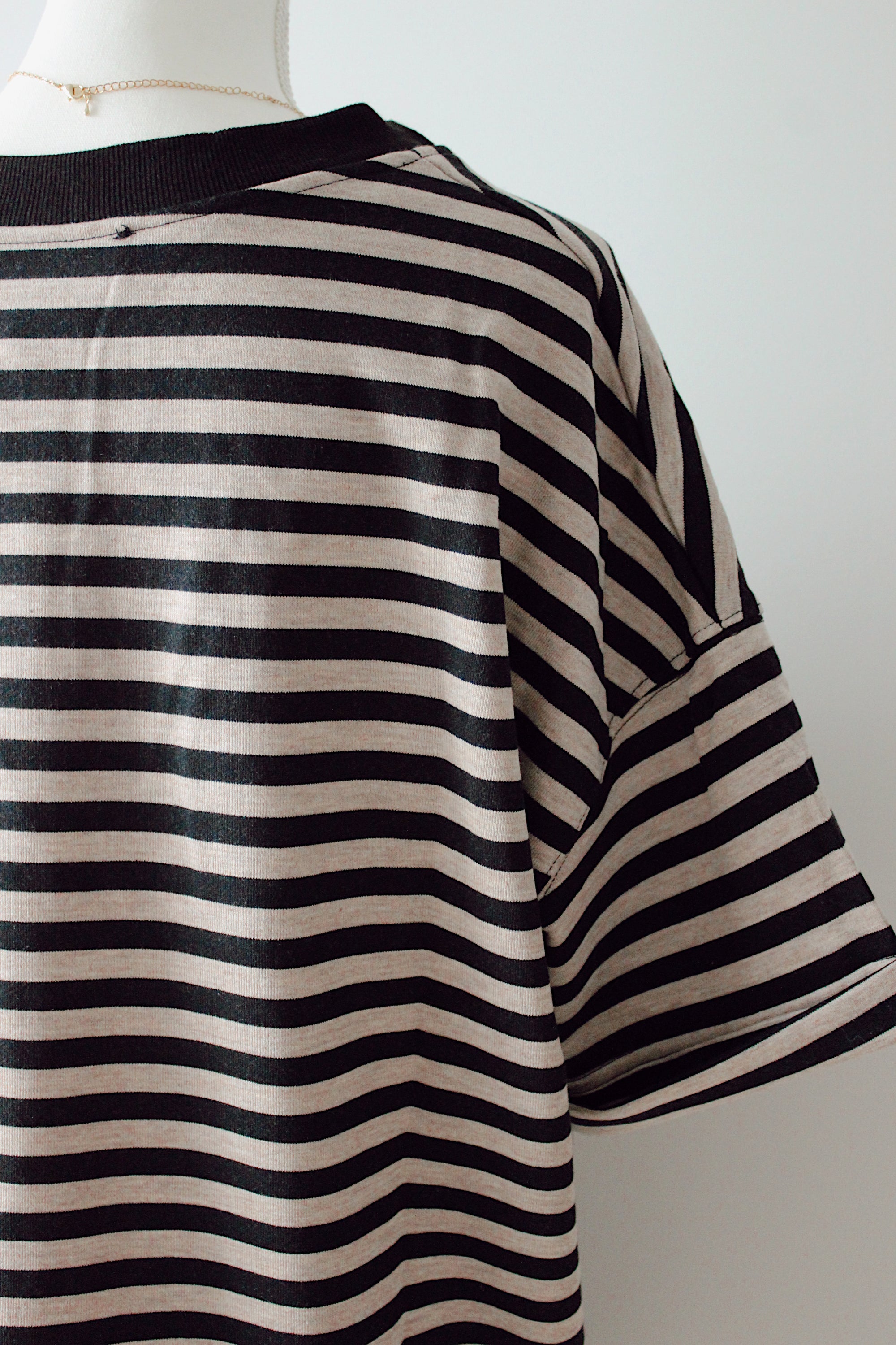 Seeing Stripes T-shirt Dress / Black + Oatmeal
