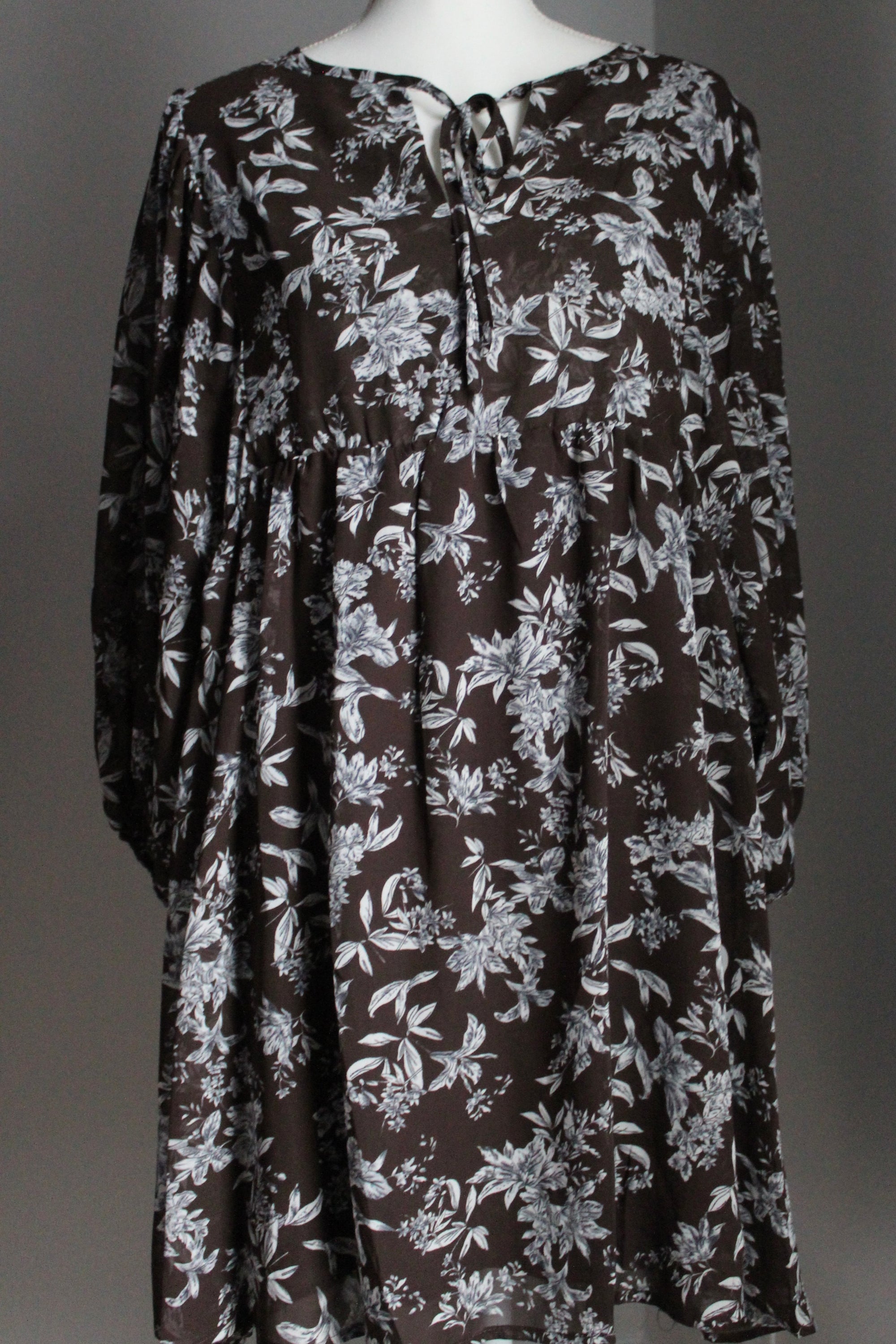 Fall Florals Babydoll Dress / Brown