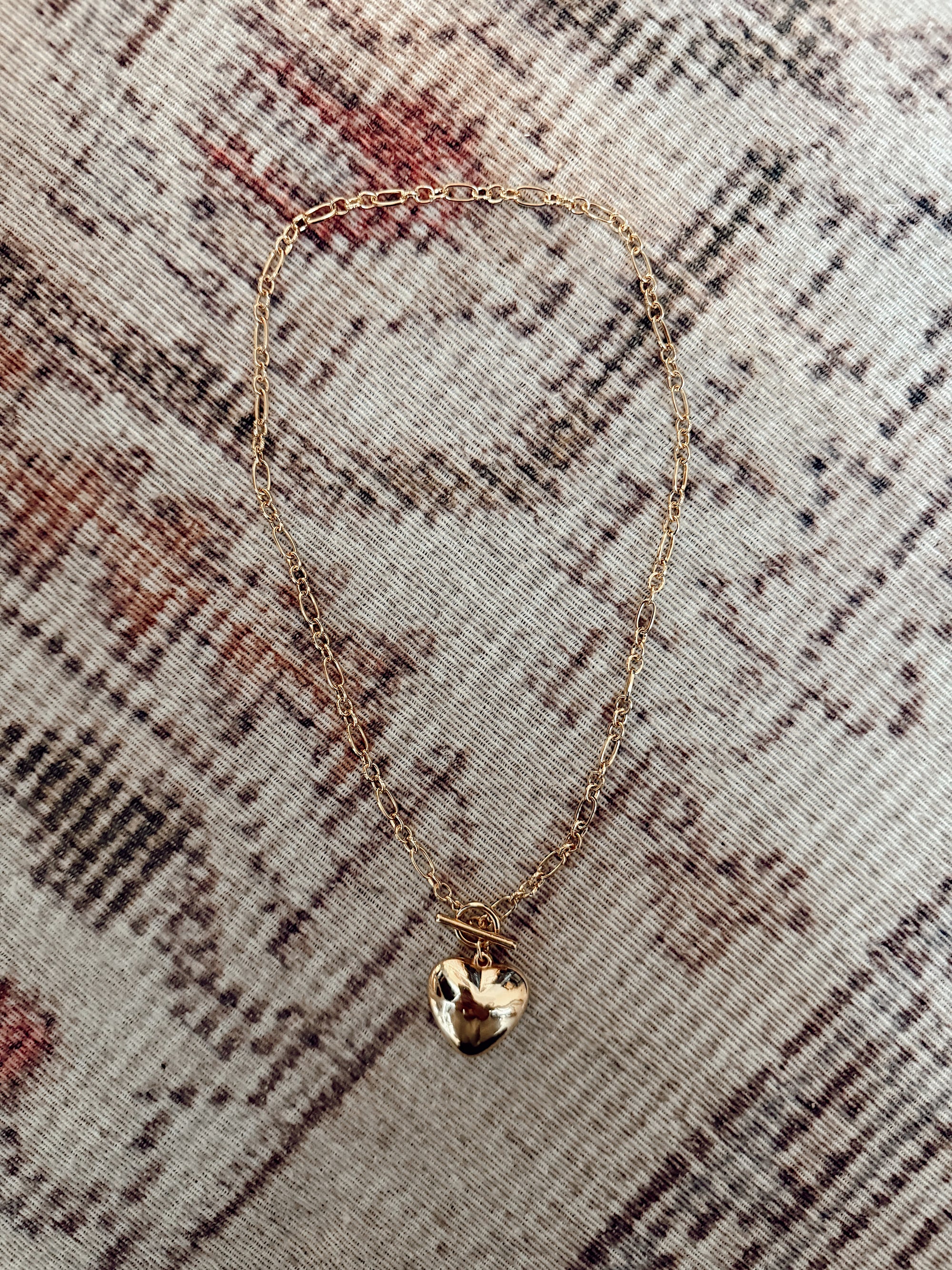 Puffy Heart Toggle Necklace