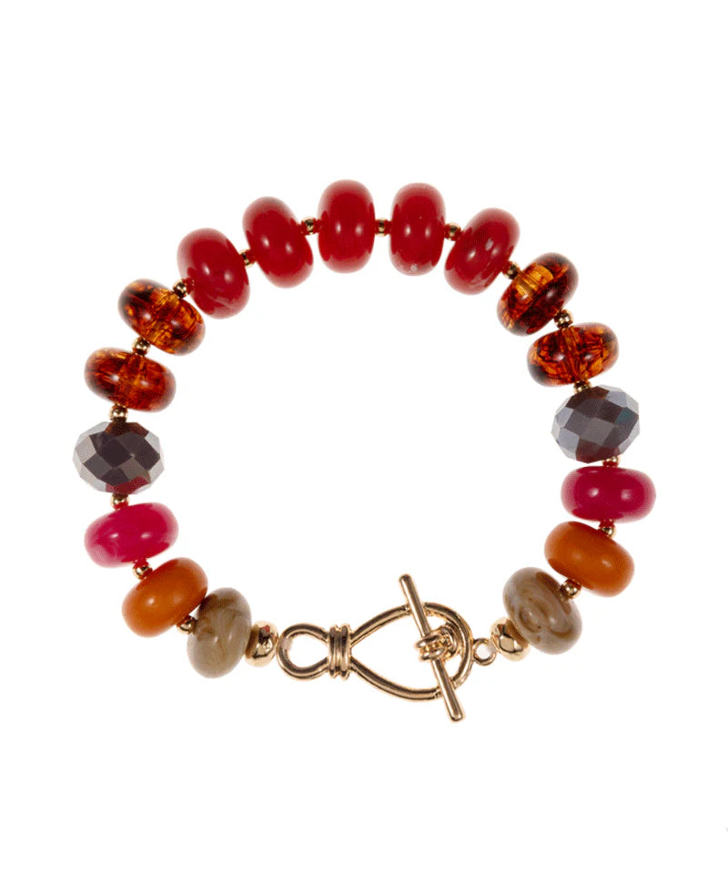 Multi Bead Stretch Bracelet / Pink