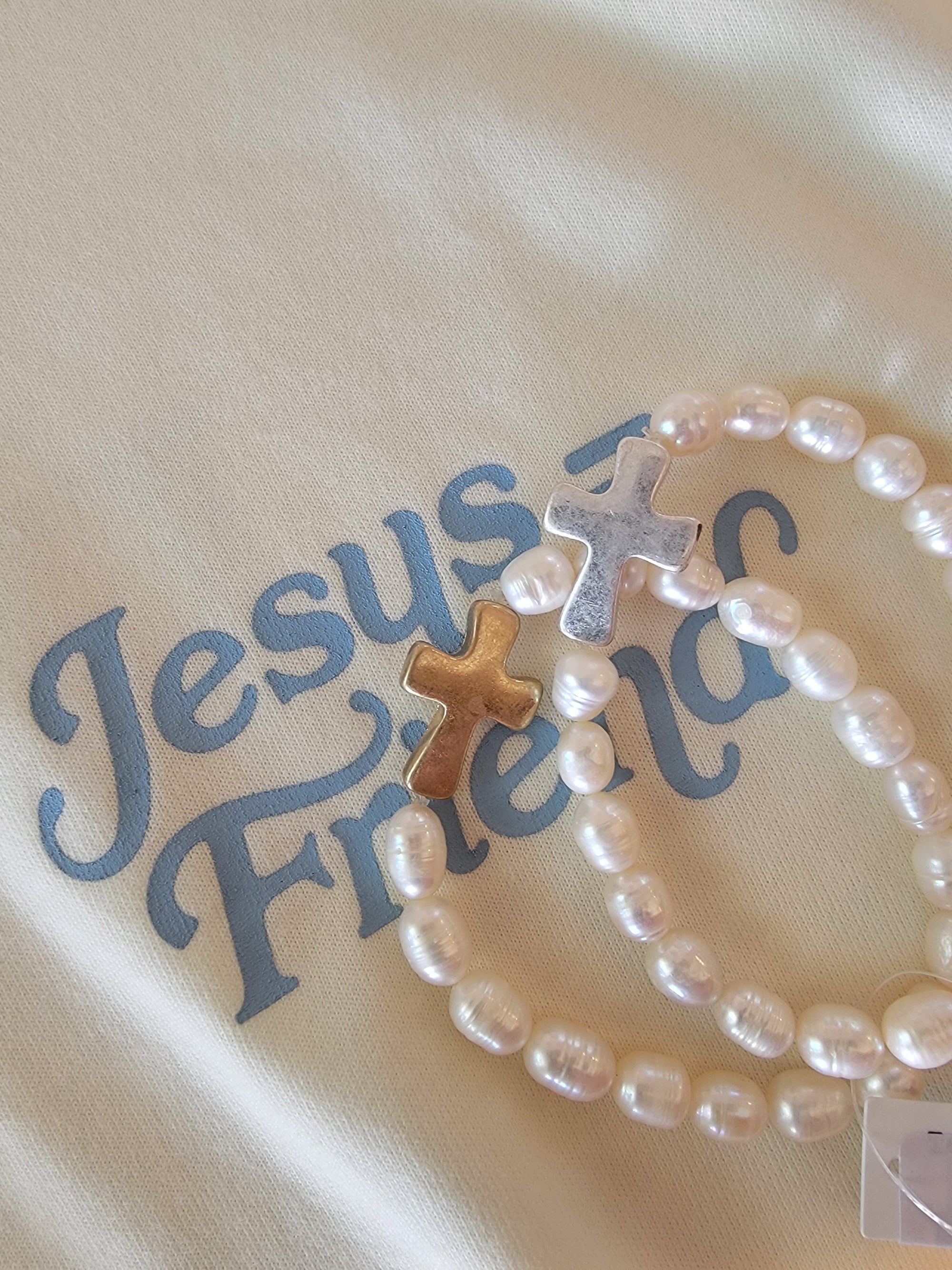 Pearl Cross Bracelet