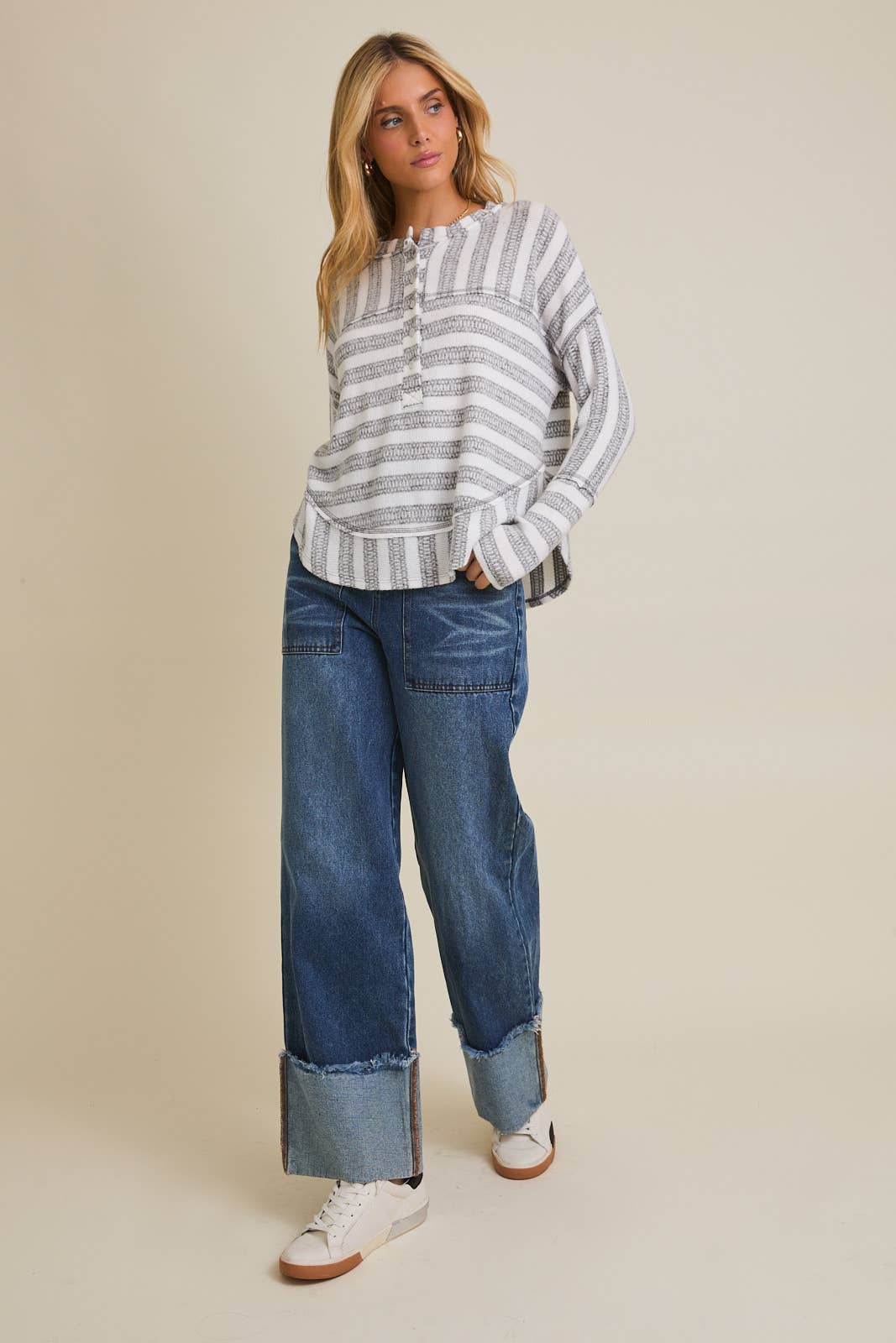 Sadie Raw Hem Striped Top