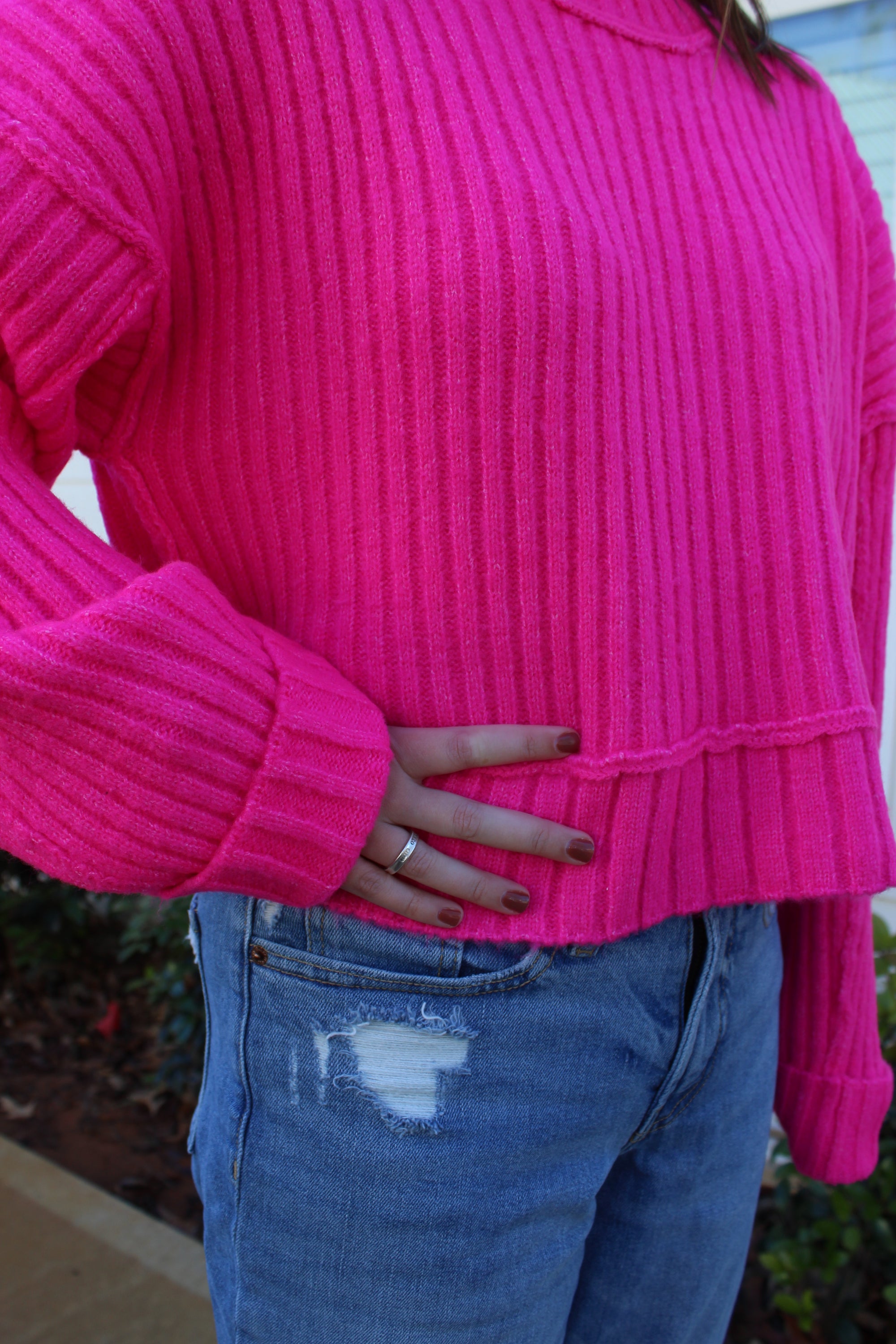 Pink Out Ribbed Sweater